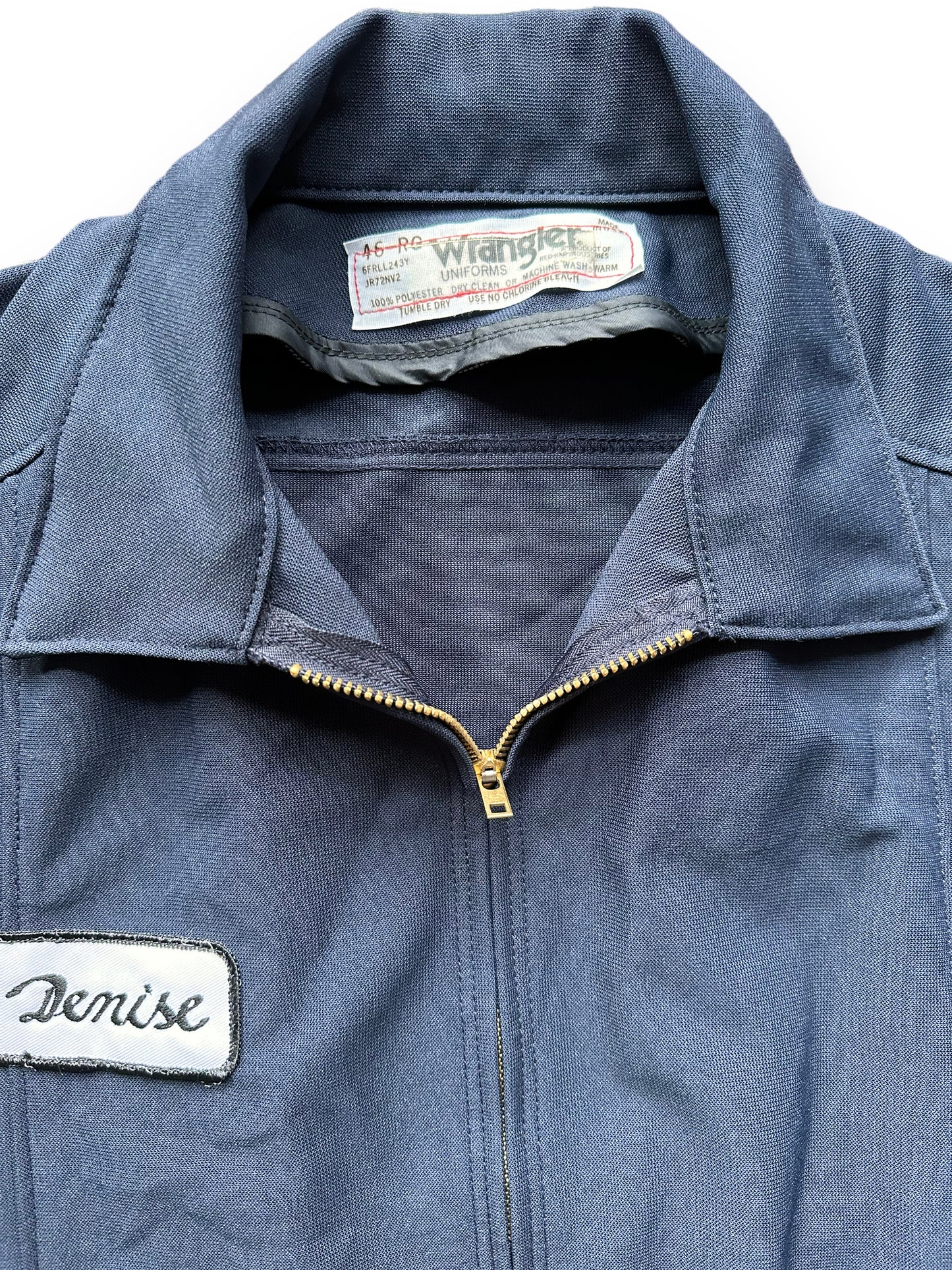 Tag View of Vintage Wrangler Gas Station Jacket SZ 46 | Vintage Workwear Jacket Seattle | Barn Owl Vintage Goods