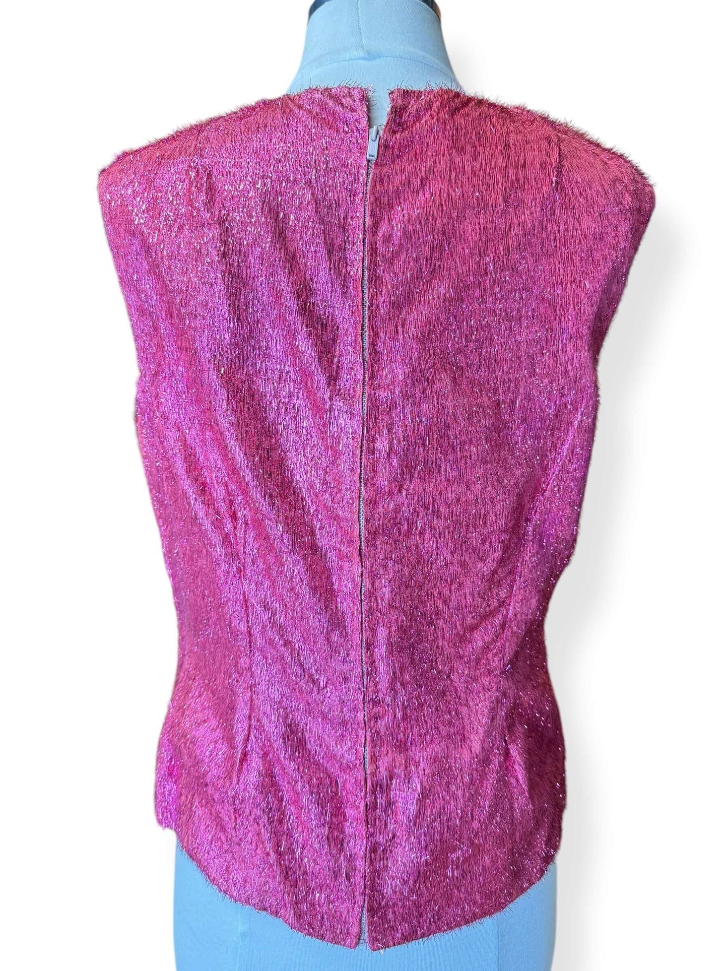 Back view of 1960s Pink Lamé Top L