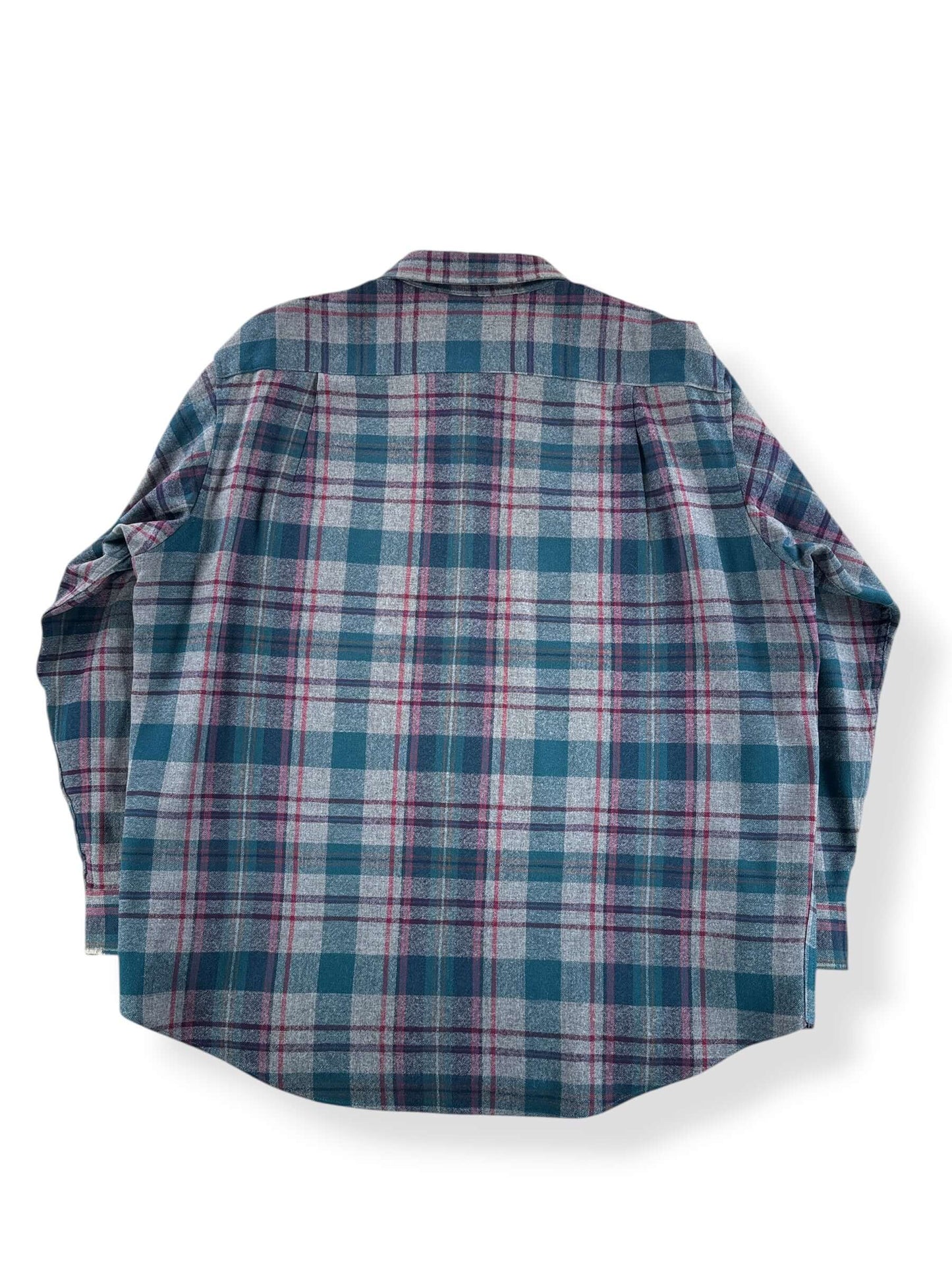Back of Vintage Pendleton Green & Grey Flannel SZ XL