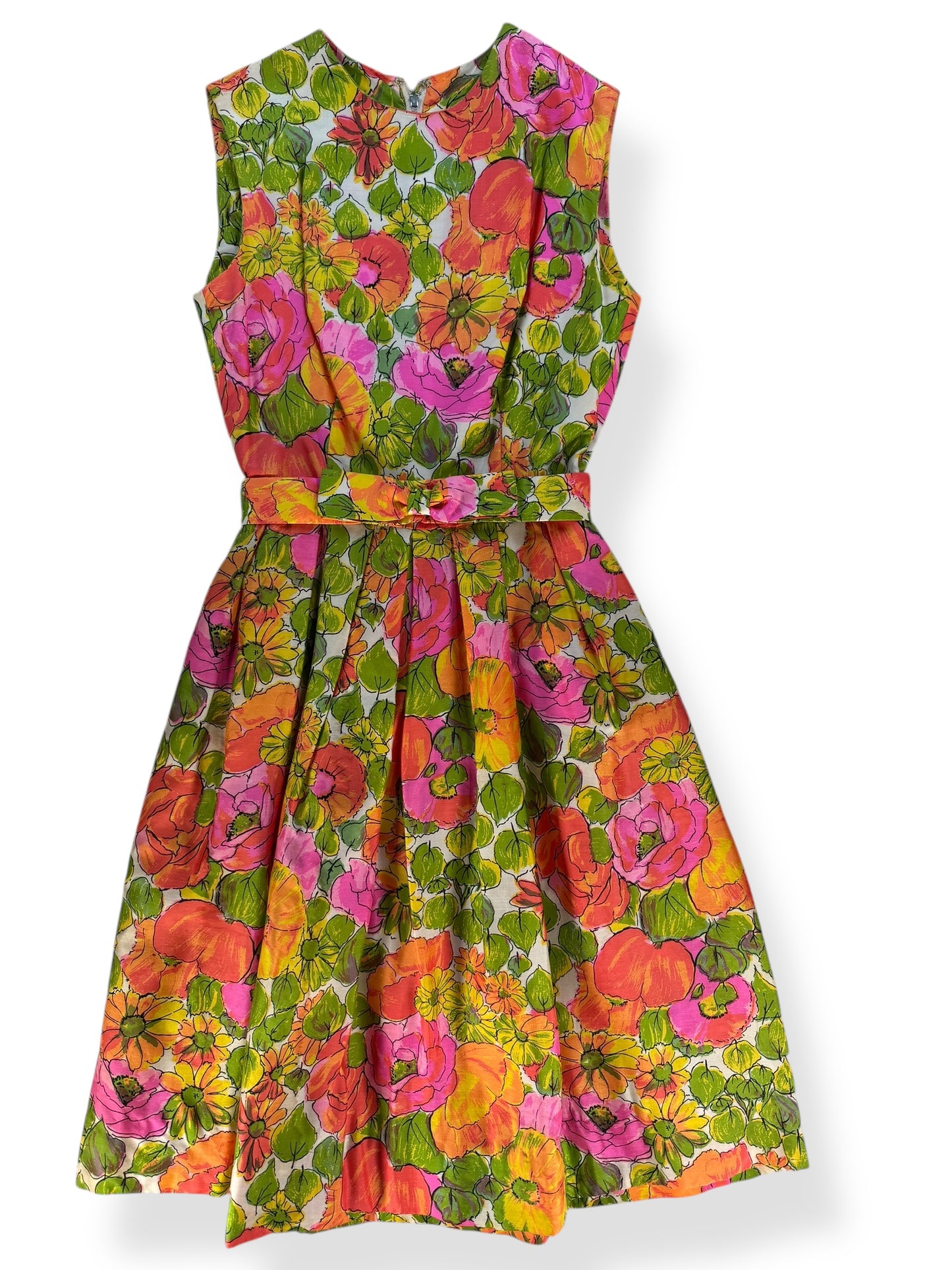 Front 1960s Juenesse Floral Cocktail Dress S