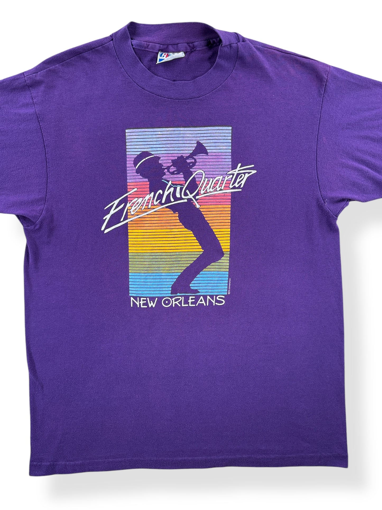 Front Close Up of Vintage Very 80s French Quarter Tee SZ M