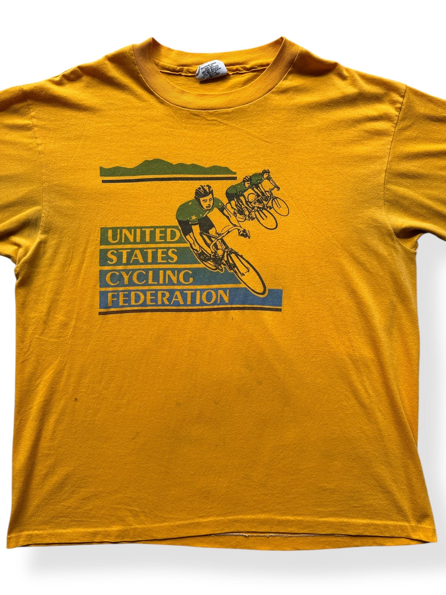 Front Close Up of Vintage US Cycling Federation Tee SZ XL