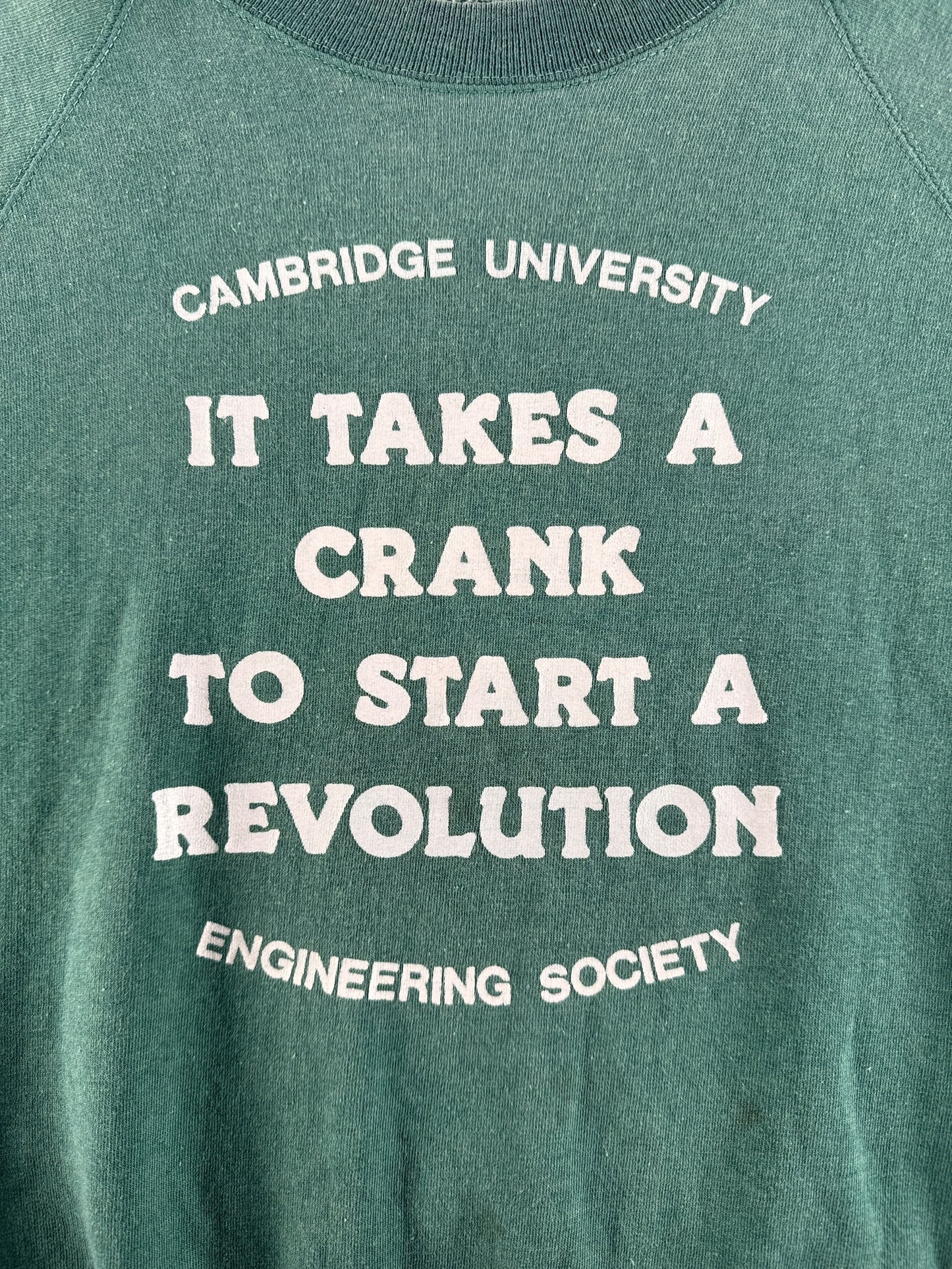Front Graphic of Cambridge University It Takes A Crank To Start A Revolution Crewneck SZ M