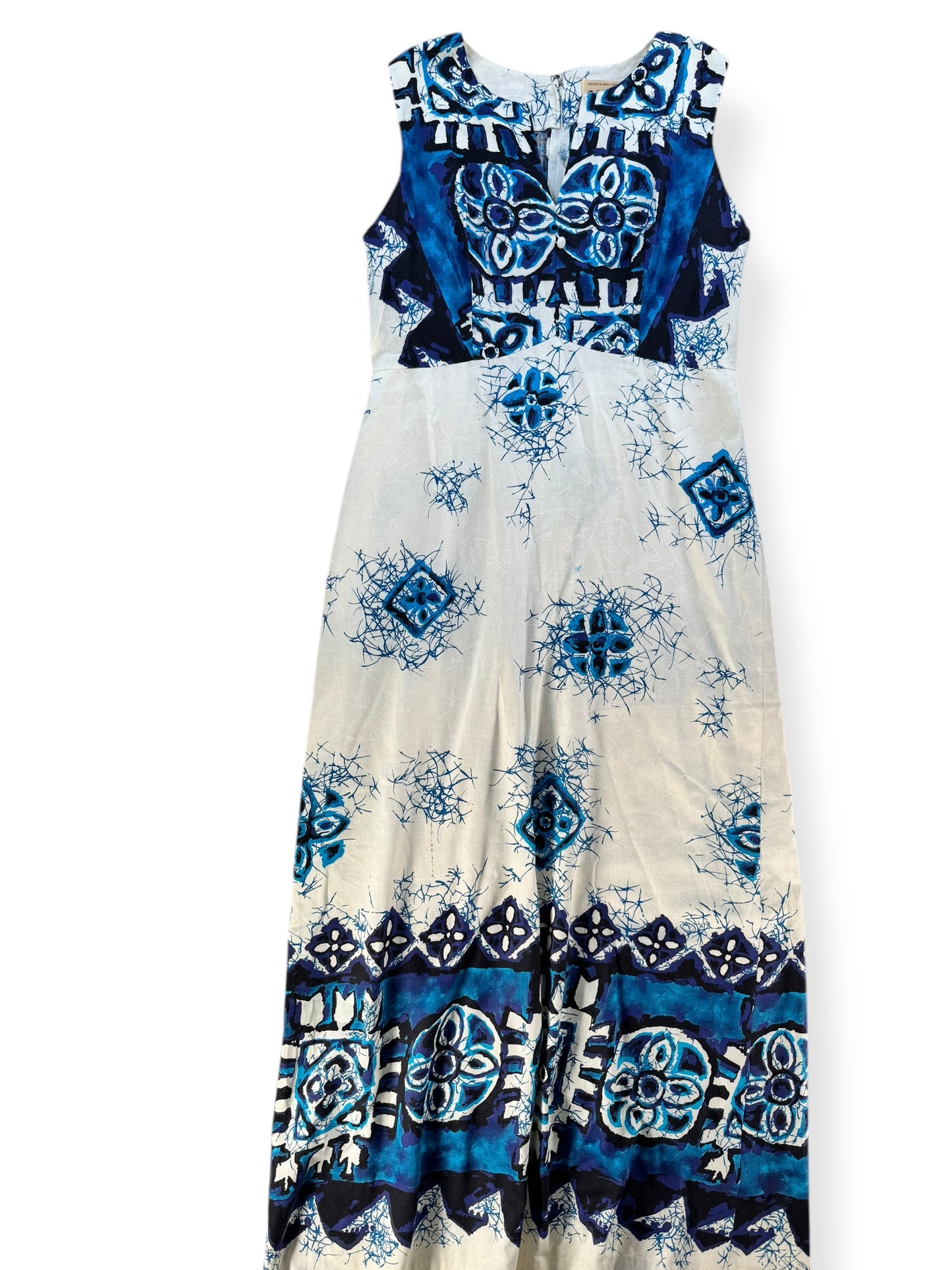 Front view of 1960s Deadstock Polynesian Bazaar Batik Maxi M-L