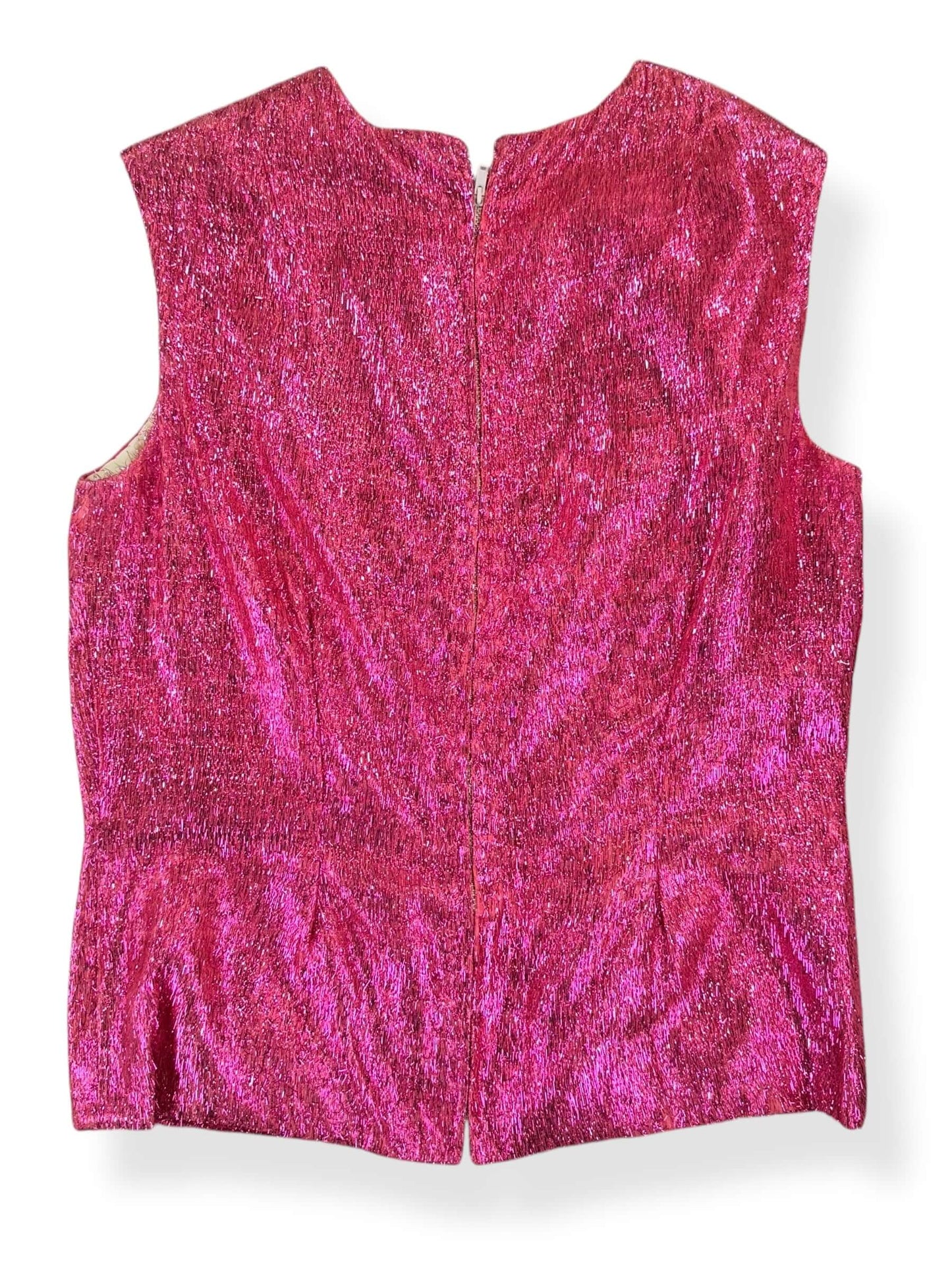 Back view f 1960s Pink Lamé Top L