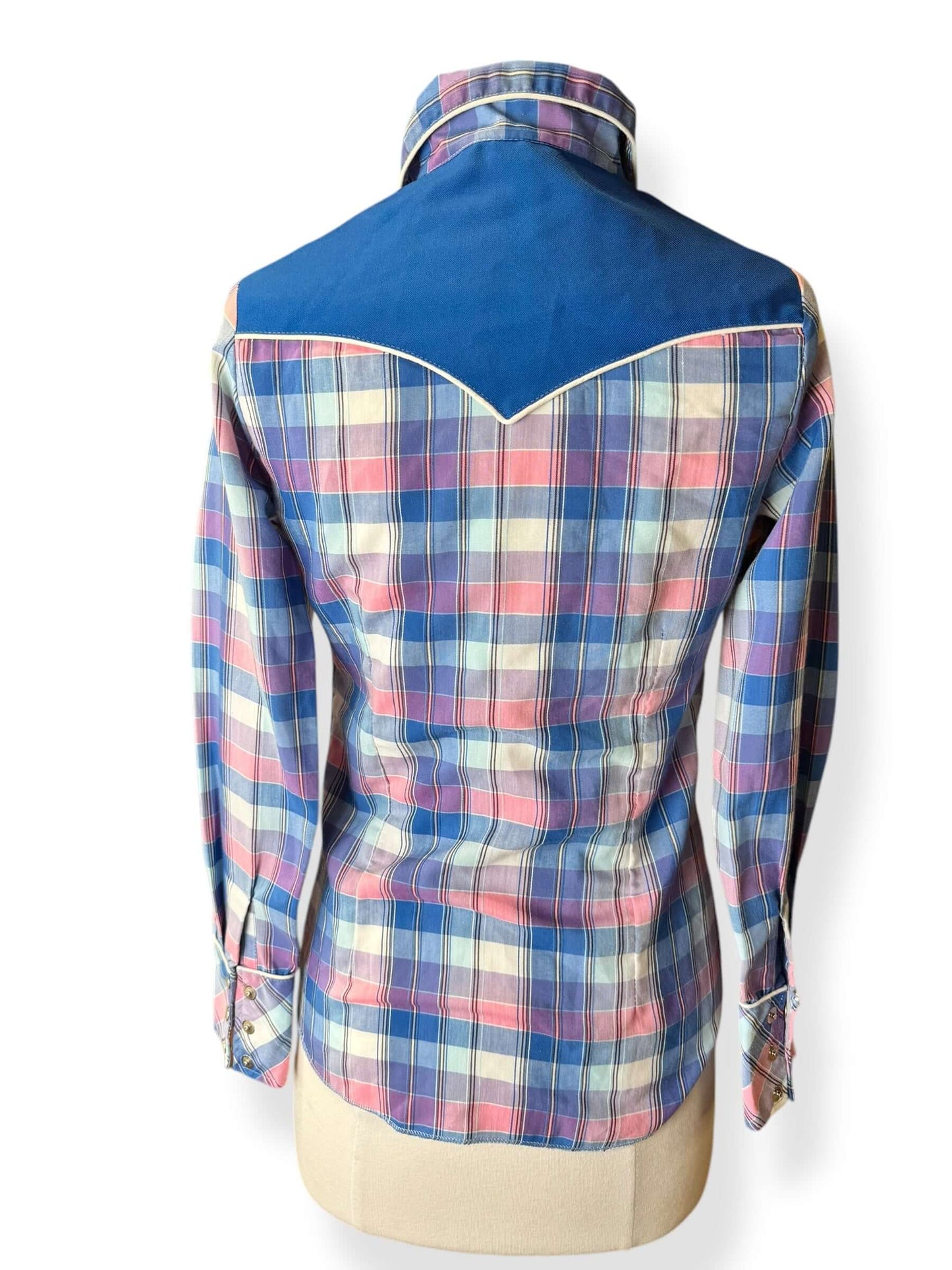 back view of 1980s H Bar C Ladies Pearl Snap M