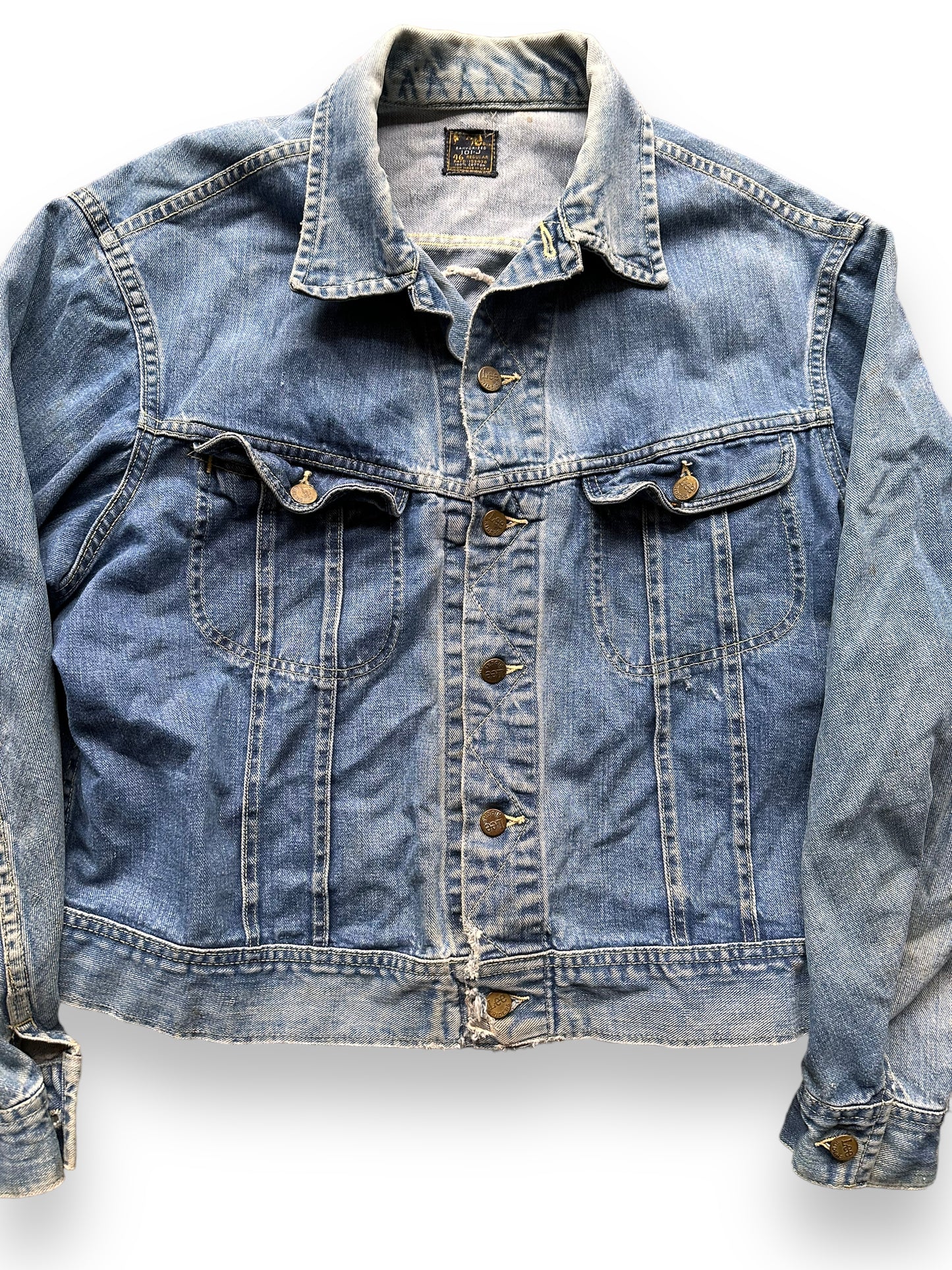 Front Detail on Vintage Chainstitched Stillman Ranch Lee 101-J SZ 46 | Vintage Lee Denim Seattle | Barn Owl Vintage Seattle