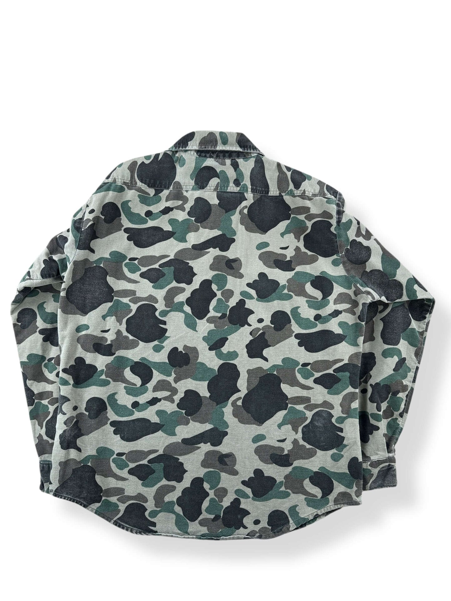 Back of Vintage 5 Brother Camo Chamois Shirt SZ L