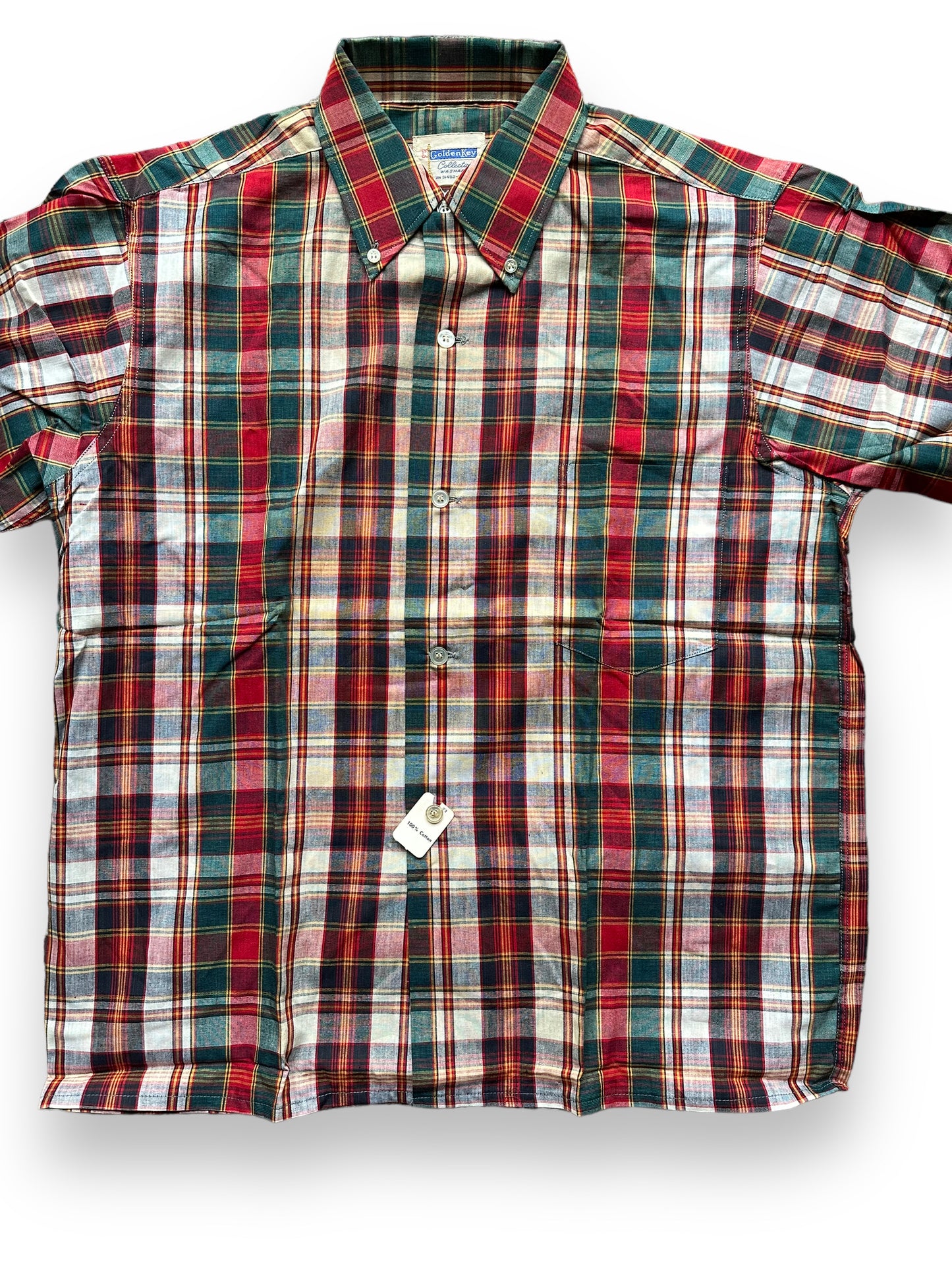 Front Detail on Vintage Deadstock Golden Key Short Sleeve Button Up Shirt SZ M | Vintage New Old Stock Shirt Seattle | Barn Owl Vintage Seattle