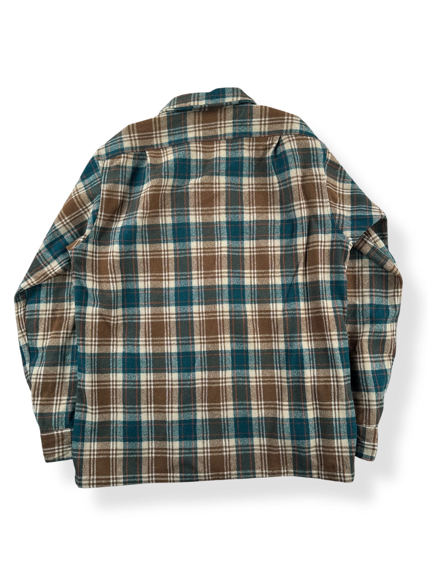 Back of Vintage Pendleton Green & Brown Board Shirt SZ M