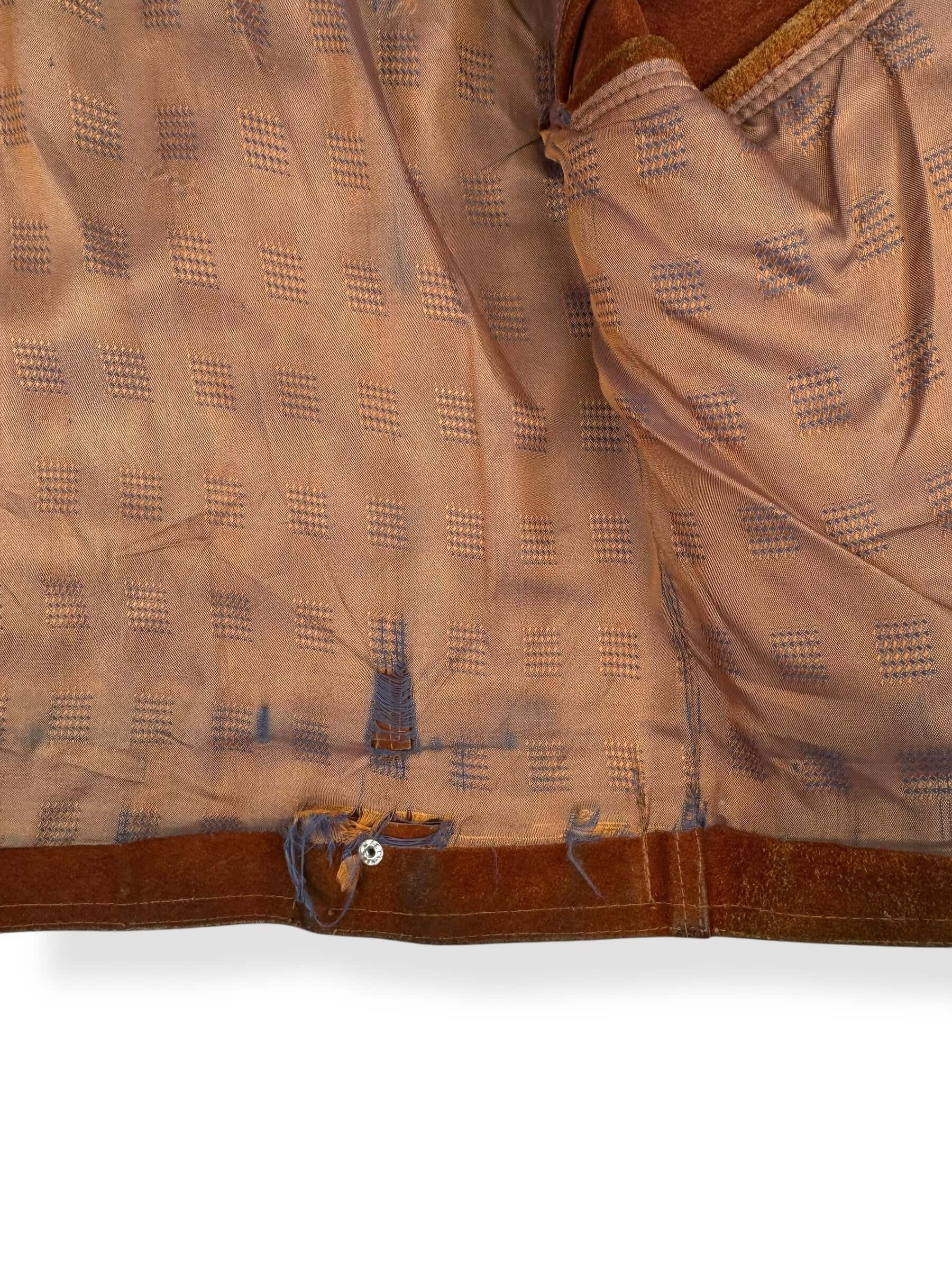 Open view of 1970s Leo Suede Trucker Style Jacket M