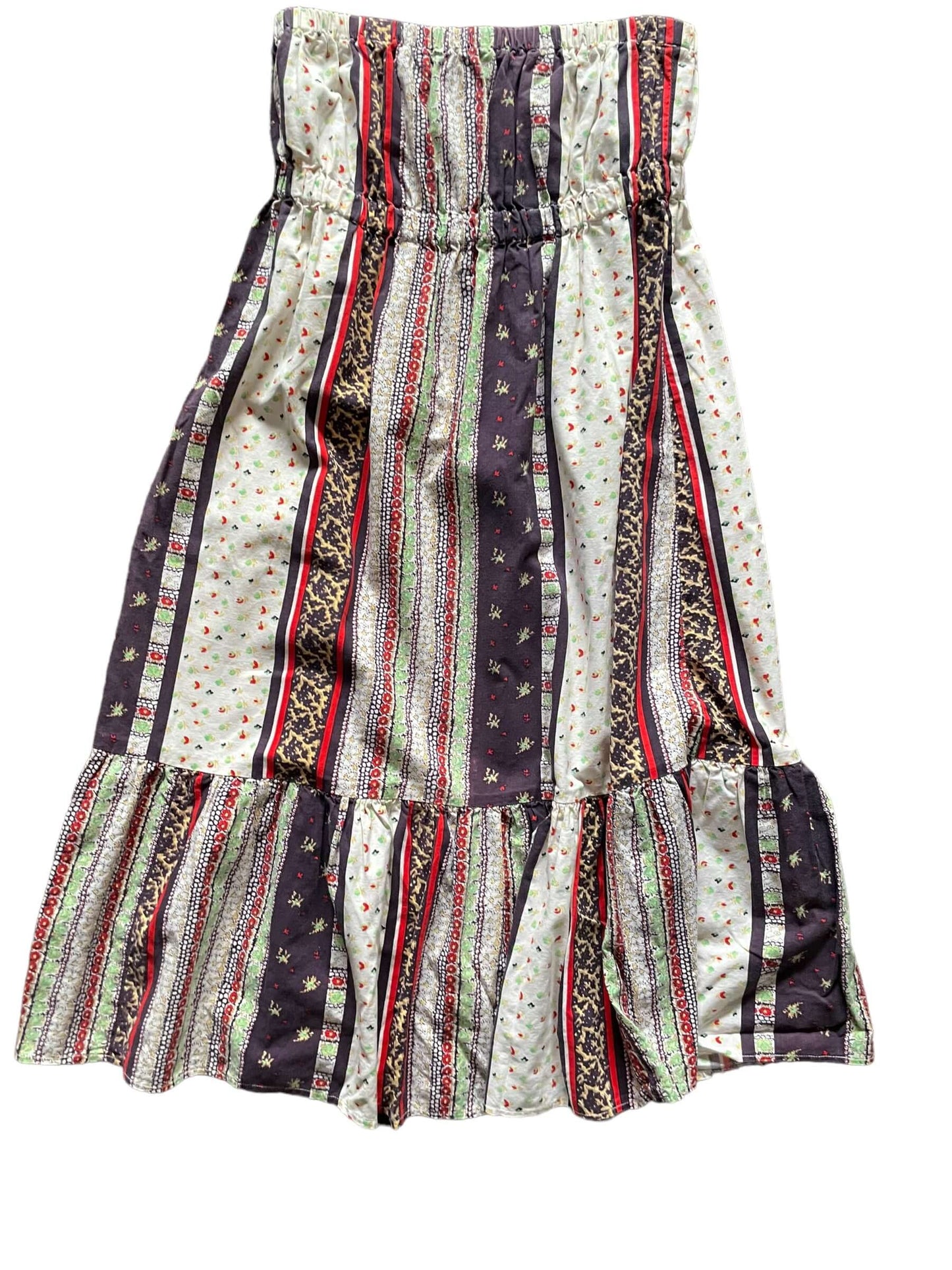 Full front view of Vintage 1970s Patchwork Sleeveless Dress SZ S-M | Barn Owl Vintage Dresses | Seattle Vintage Ladies Clothing