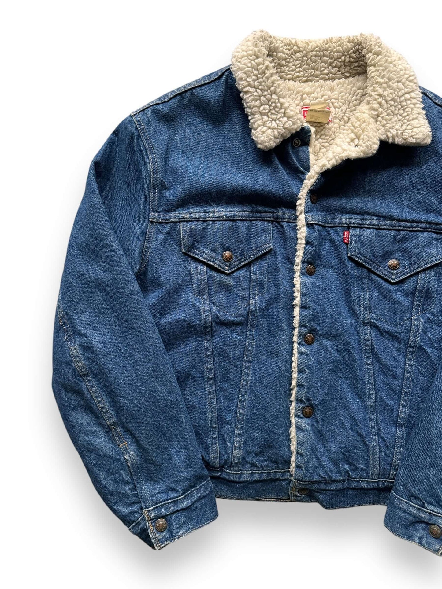 front right of Vintage Levi's Sherpa Type III Denim Jacket SZ 44