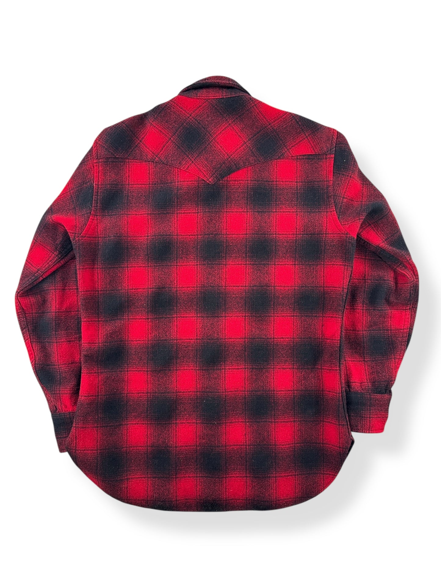 Back of Vintage Pendleton Shadow Plaid Pearl Snap Flannel SZ M