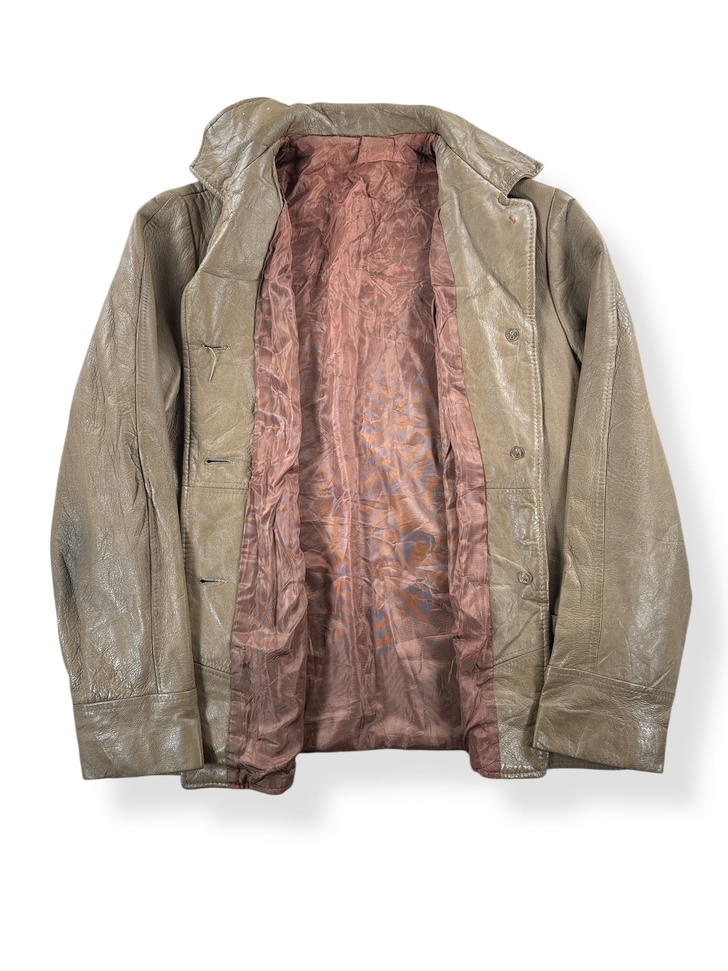 Inside of Vintage Womens 40s-50s Light Brown Leather Jacket SZ L