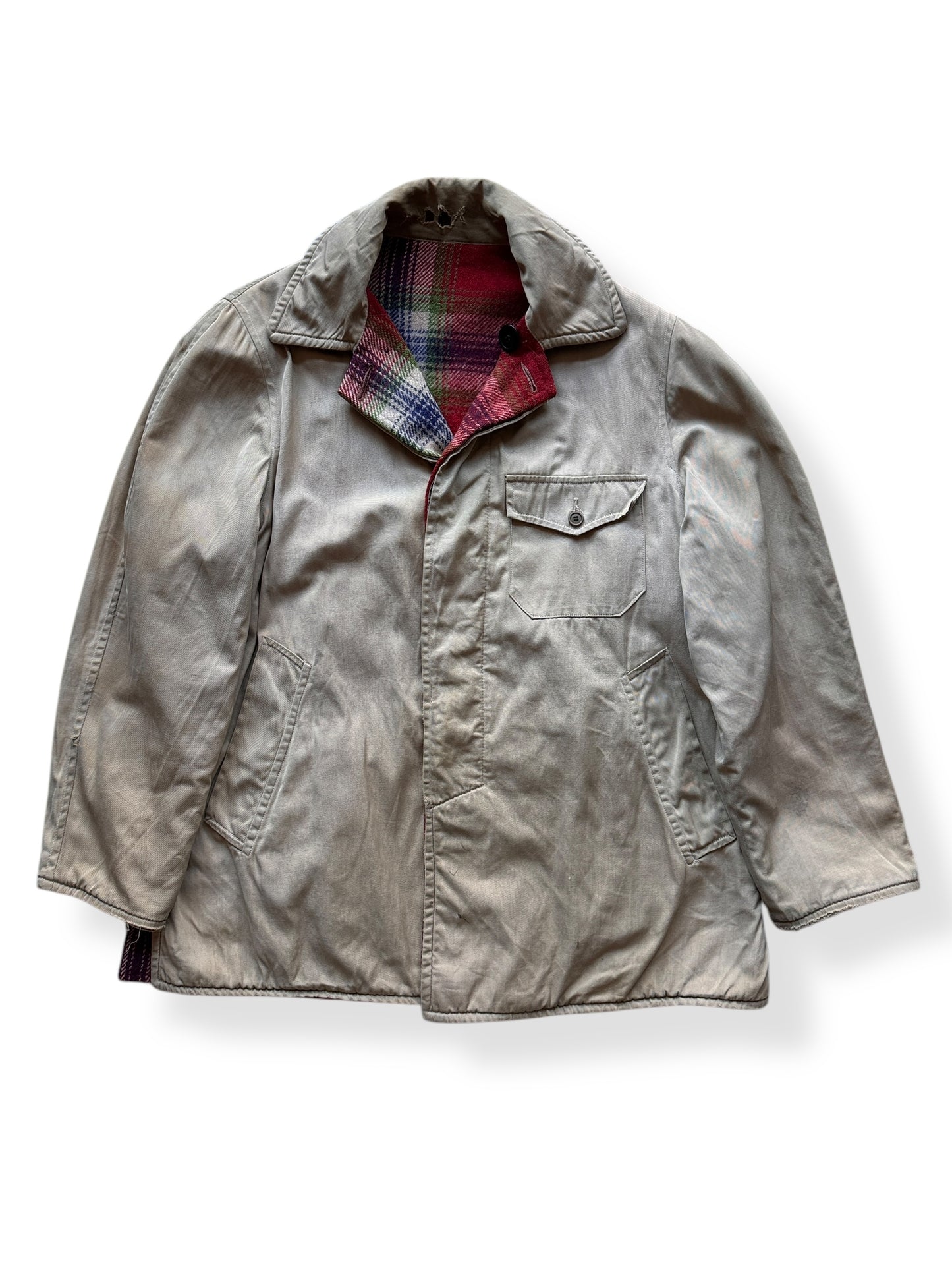 Front of Vintage Reversible Wool/Canvas Jacket SZ L