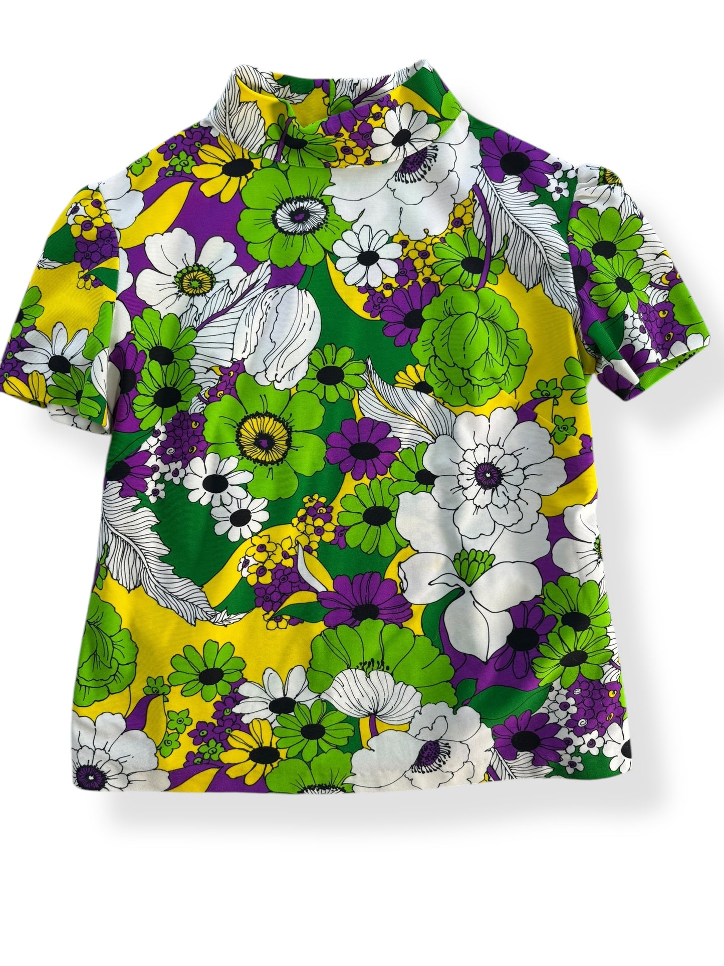 1960s Handmade PolyesterFloral Top L-XL
