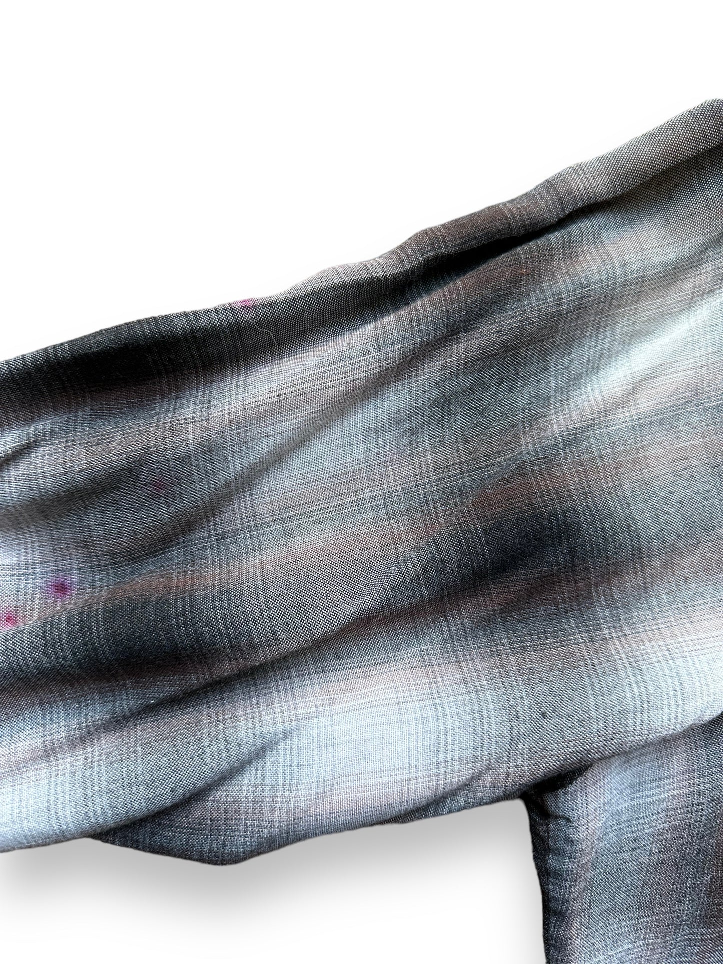 Additional Shot of Small Stains on Vintage Arrow Chevella Shadow Plaid Rayon Shirt SZ L | Vintage Rayon Shirt Seattle | Barn Owl Vintage Seattle