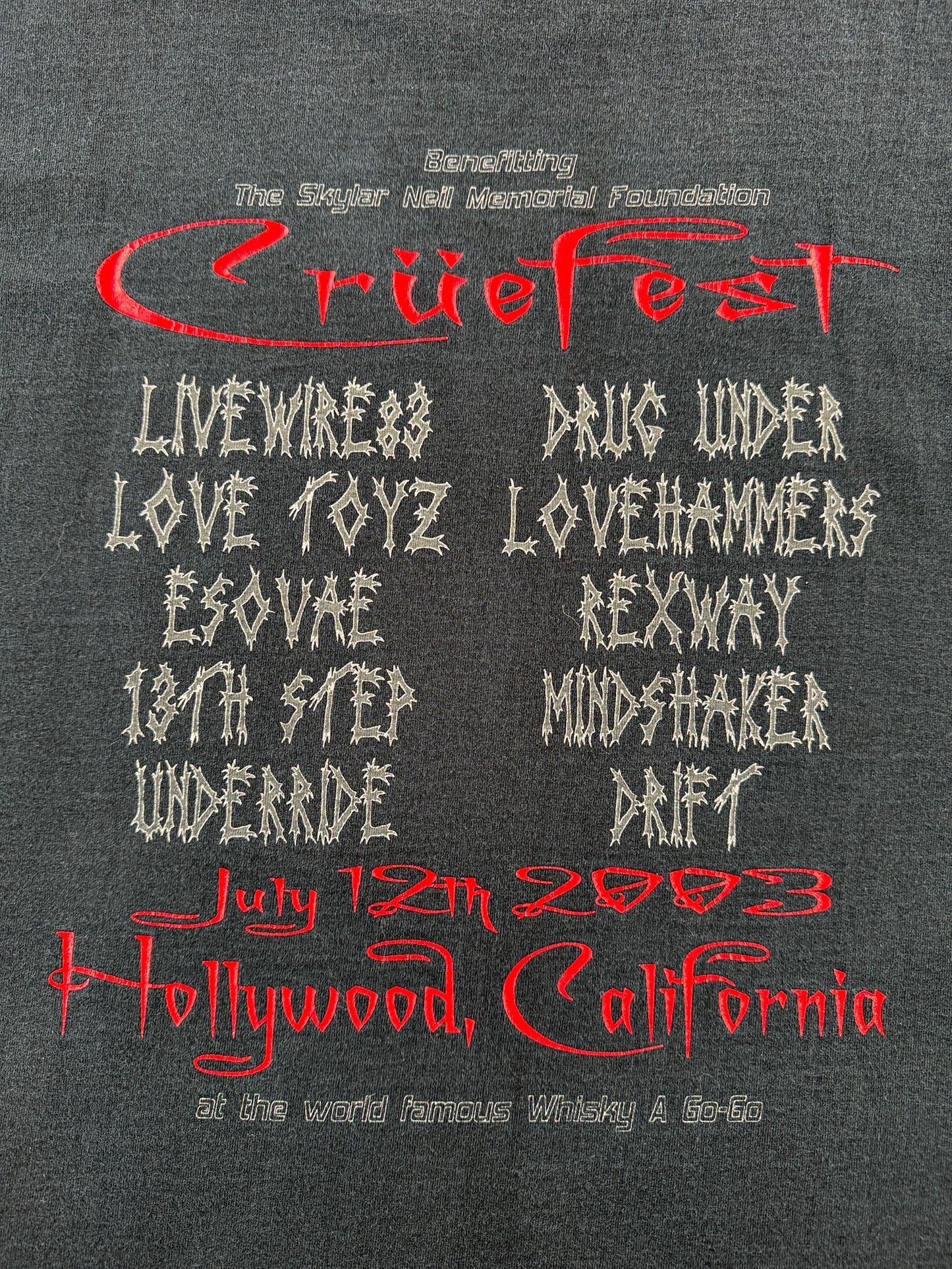 Back Graphic of Vintage 2003 Crue Fest Tee SZ M