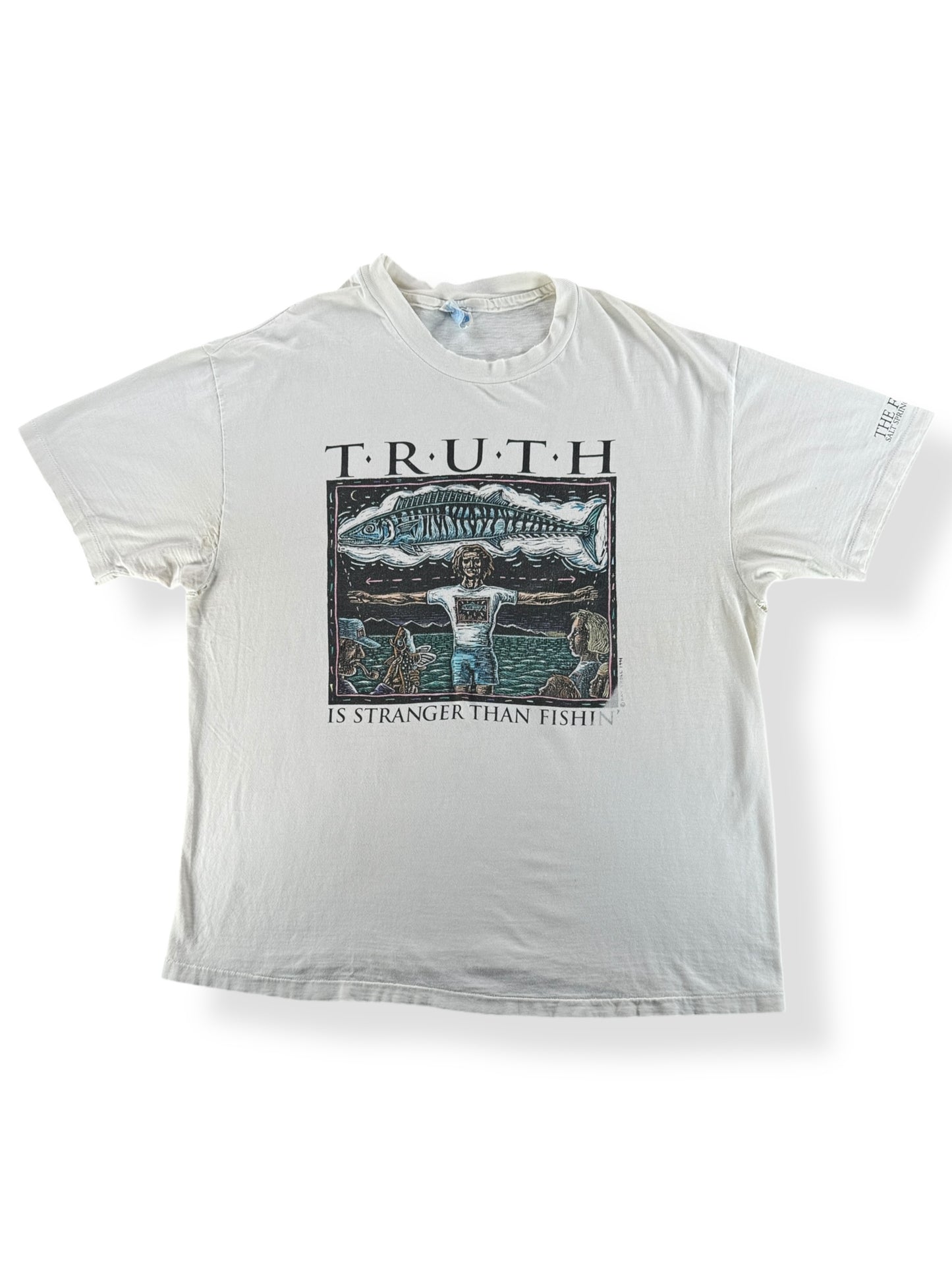 Front of Vintage Ray Troll Truth is Stranger than Fishin Tee SZ XL