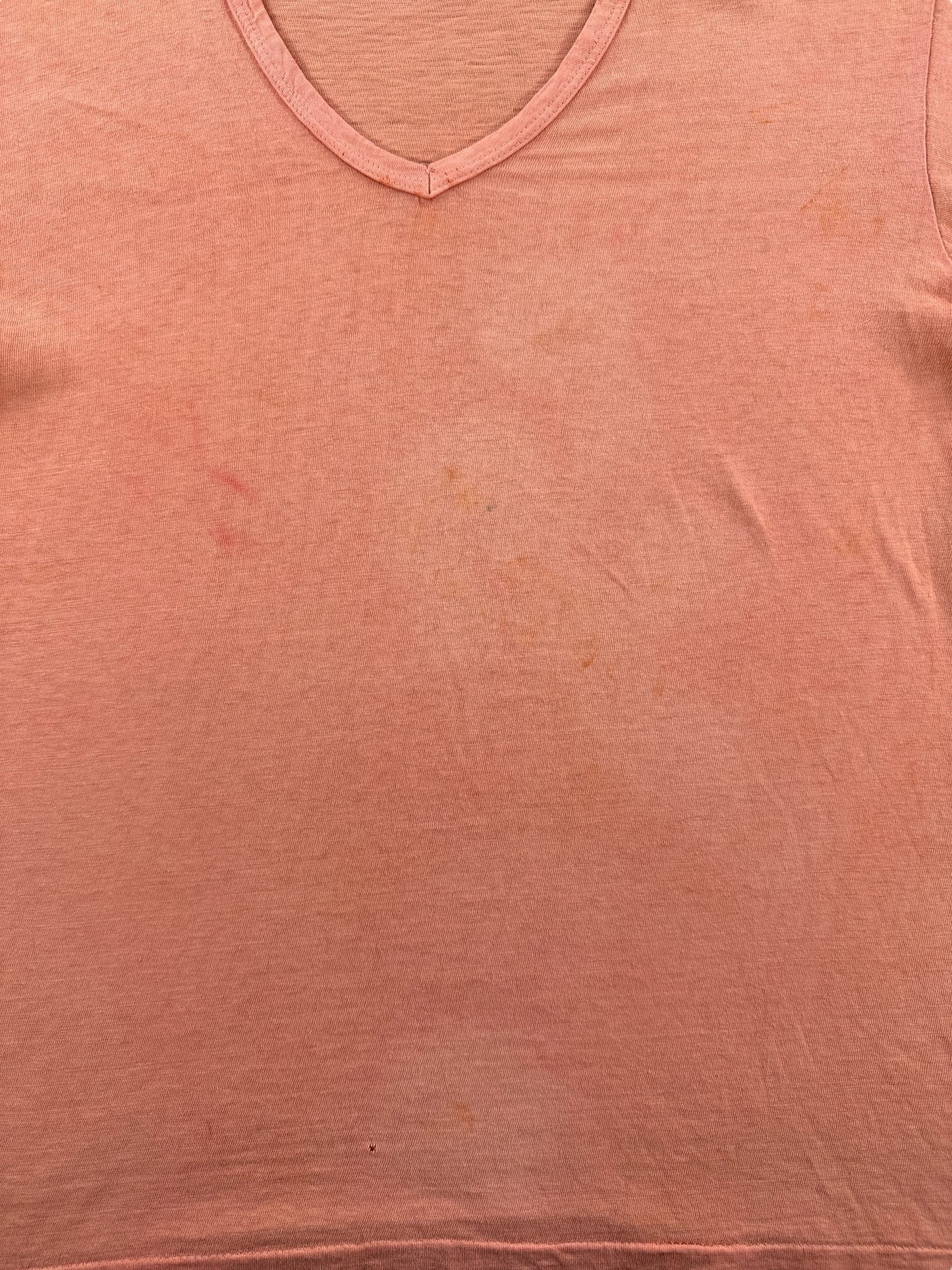 Stains on Vintage Creamsicle Orange V Neck Tee SZ M