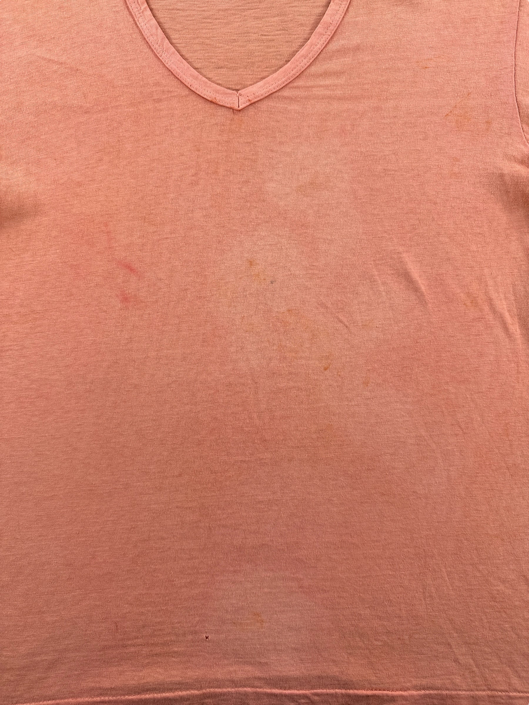 Stains on Vintage Creamsicle Orange V Neck Tee SZ M