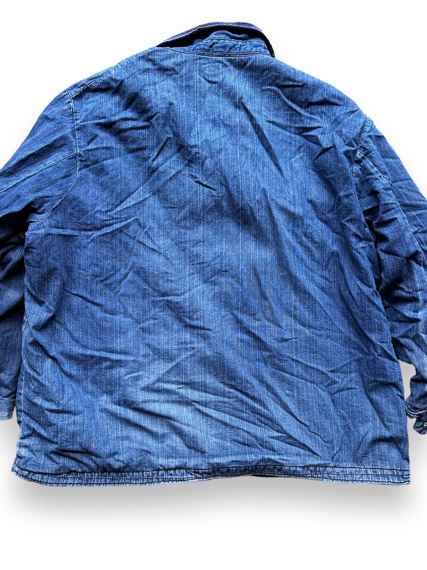 Rear Detail on Vintage Blanket Lined Wrangler Blue Bell Chore Coat SZ 50 | Vintage Denim Jacket Seattle | Seattle Vintage Clothing