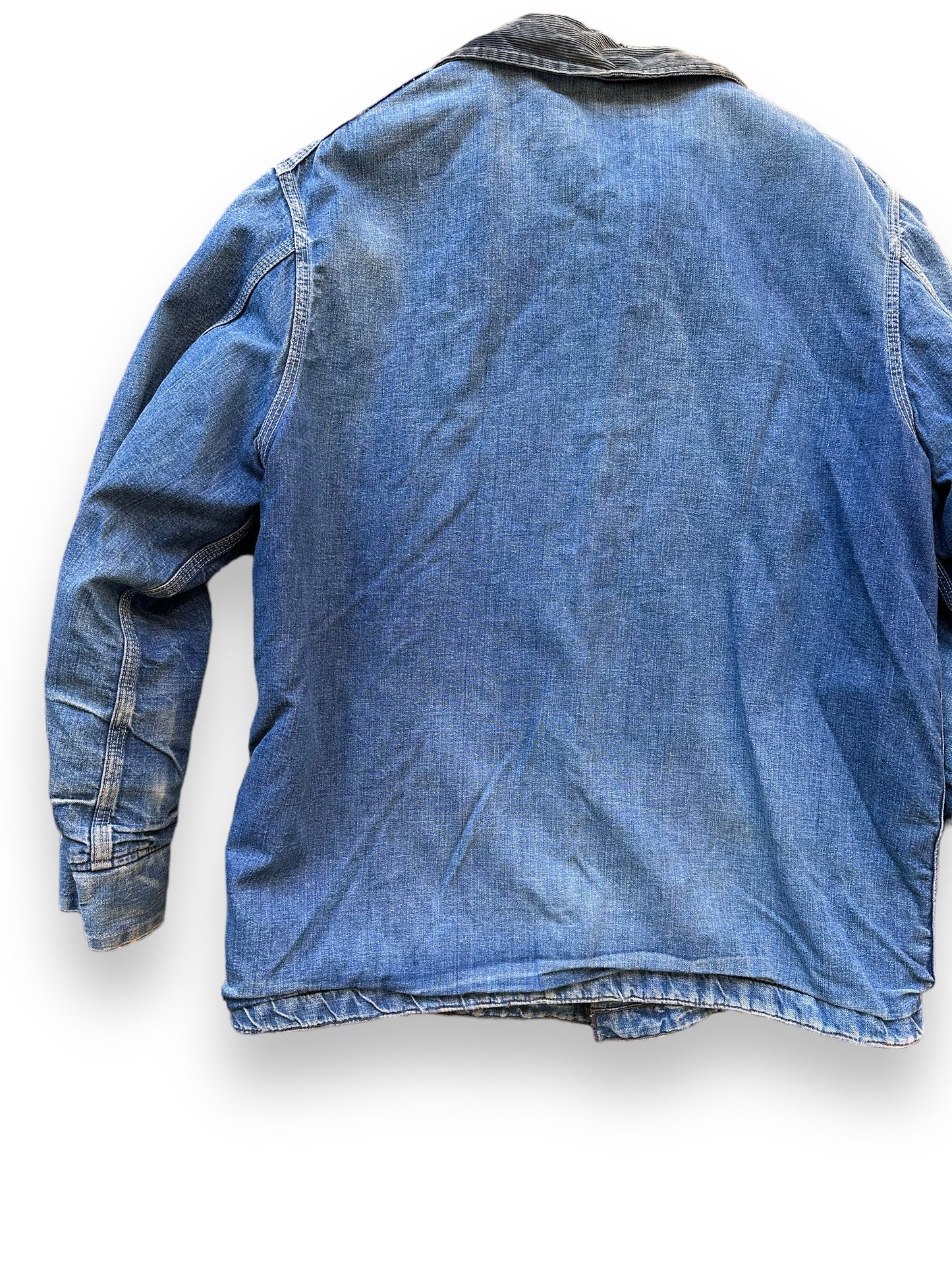 Rear Left View of Vintage Sears Blanket Lined Denim Chore Coat SZ 42 | Vintage Denim Chore Coat | Barn Owl Vintage Seattle