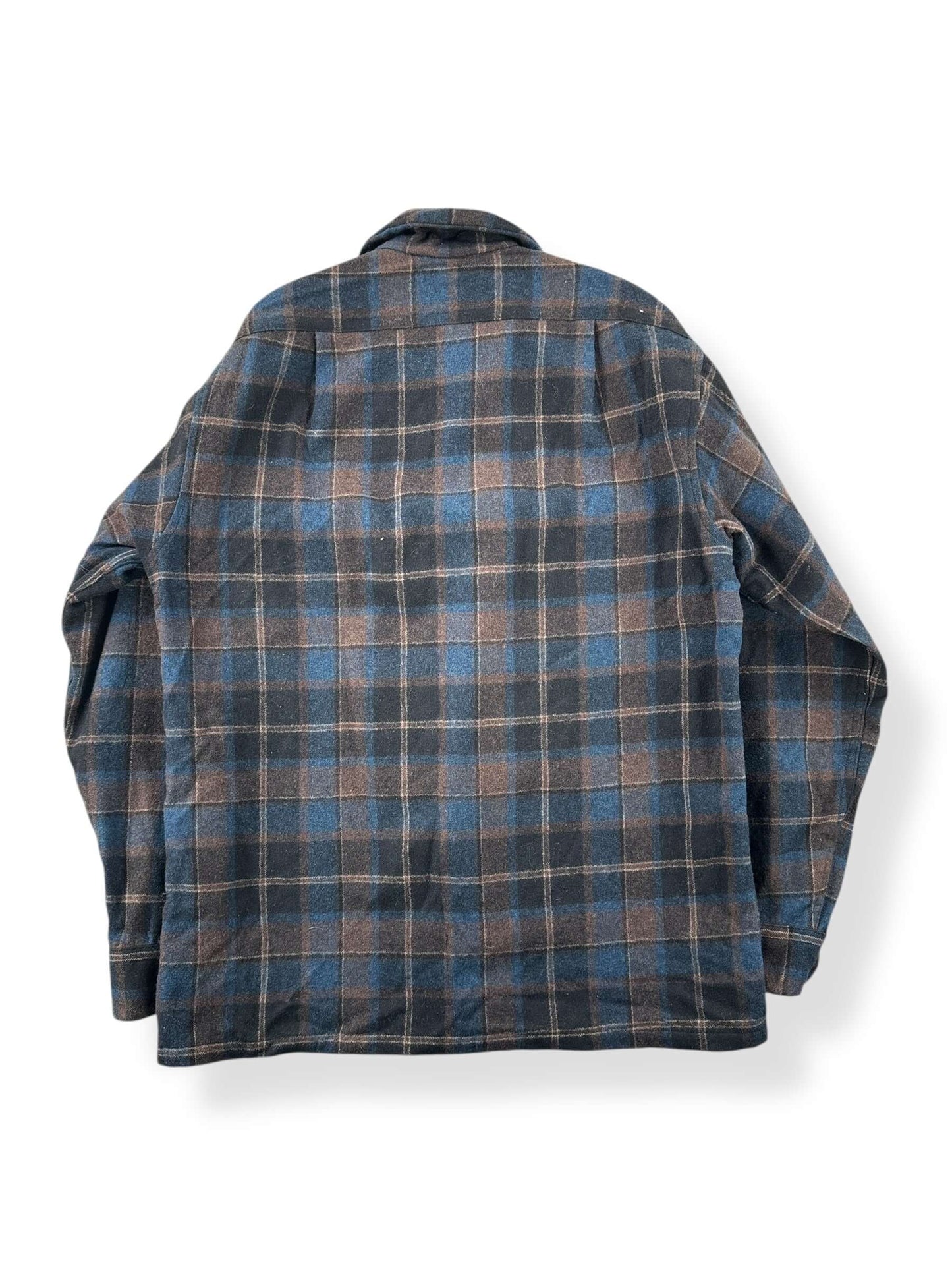 Back of Vintage Dark Brown and Blue Pendleton Board Shirt SZ M