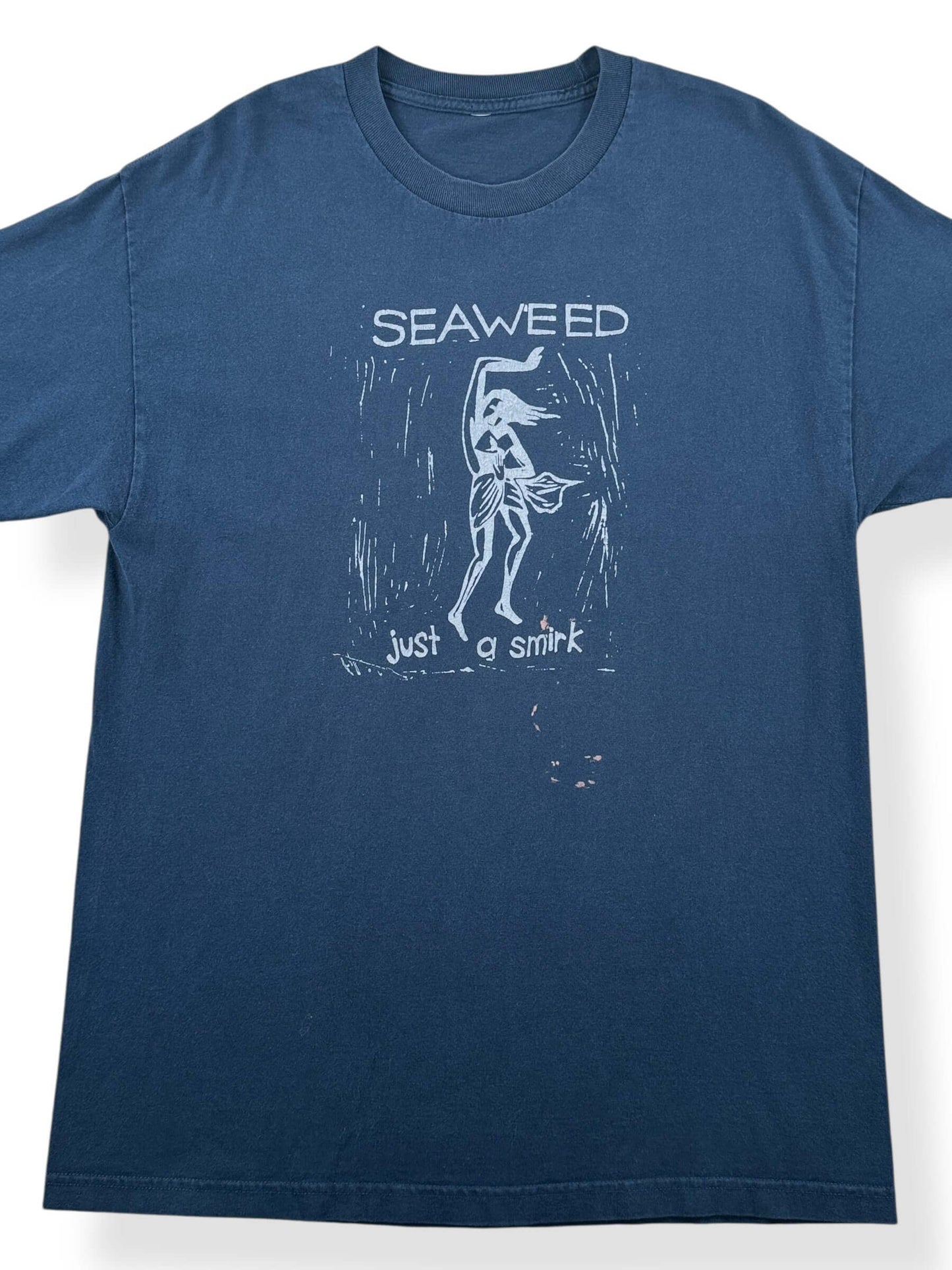 Front Close Up of Vintage Tacoma's Own Seaweed Just a Smirk Tee SZ L