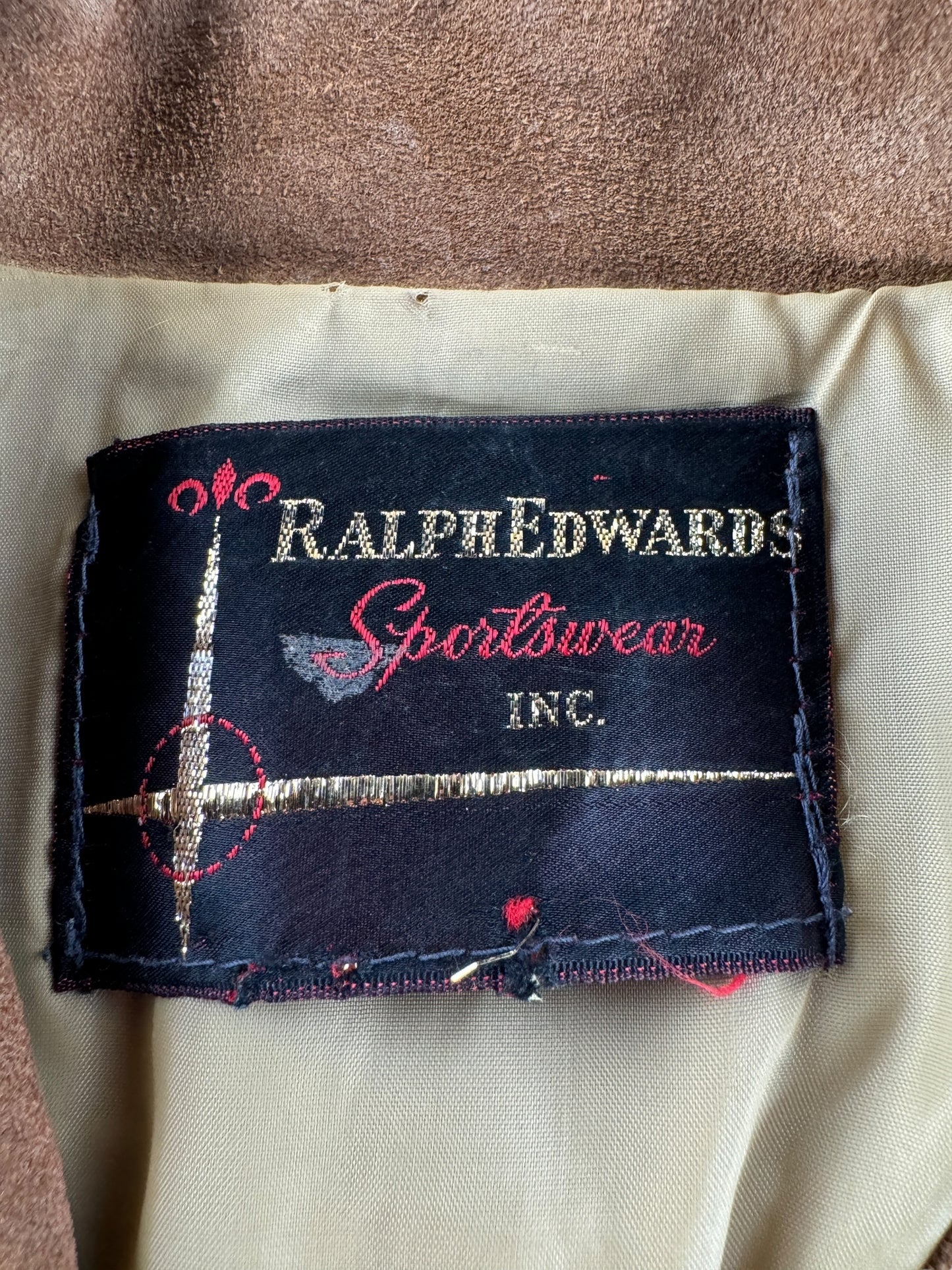 Label on Vintage Ralph Edwards Sportswear Fringed Suede Jacket SZ S