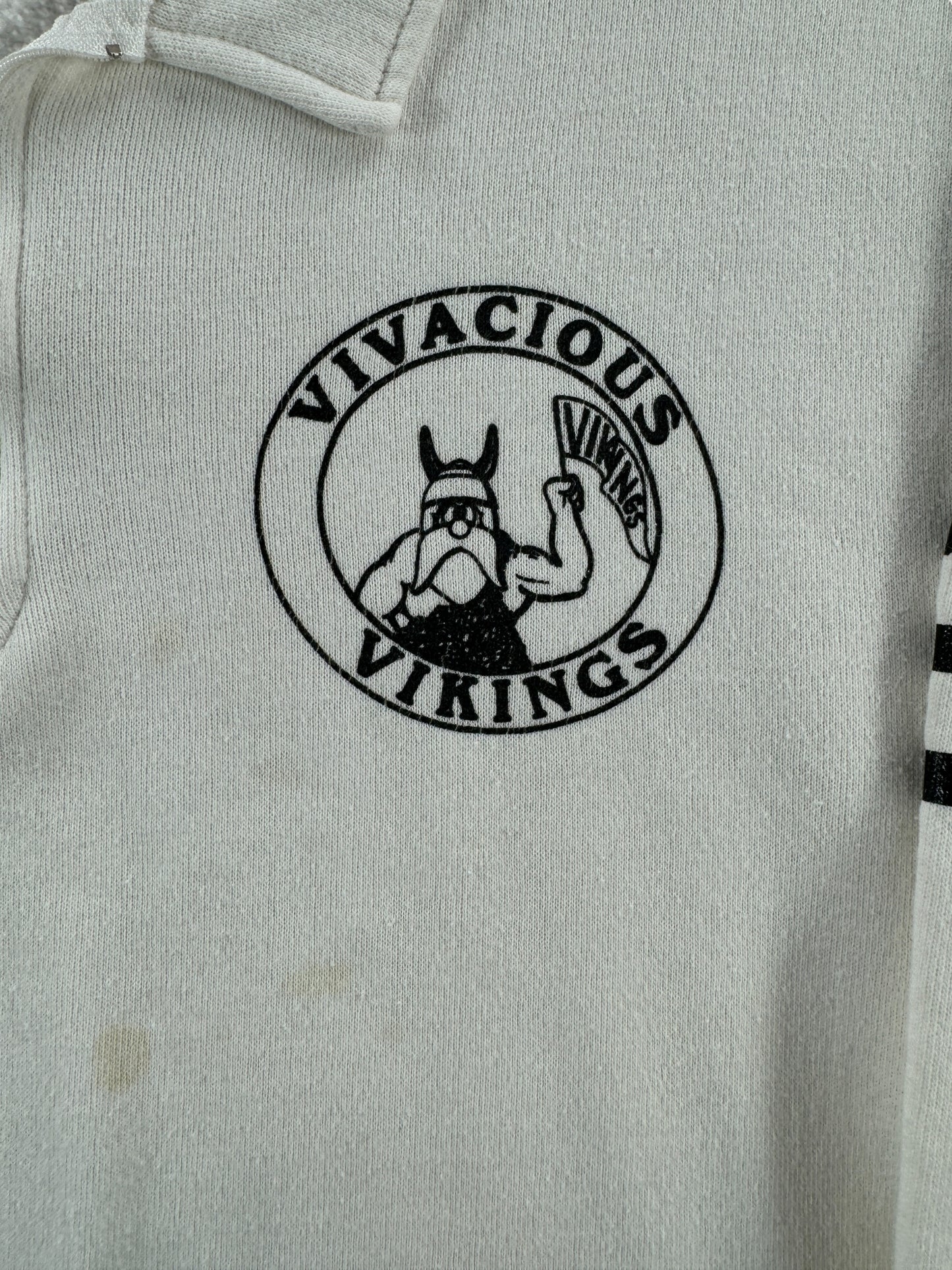 Front Graphic of Vintage Vivacious Vikings Pullover Sweat SZ S AS IS