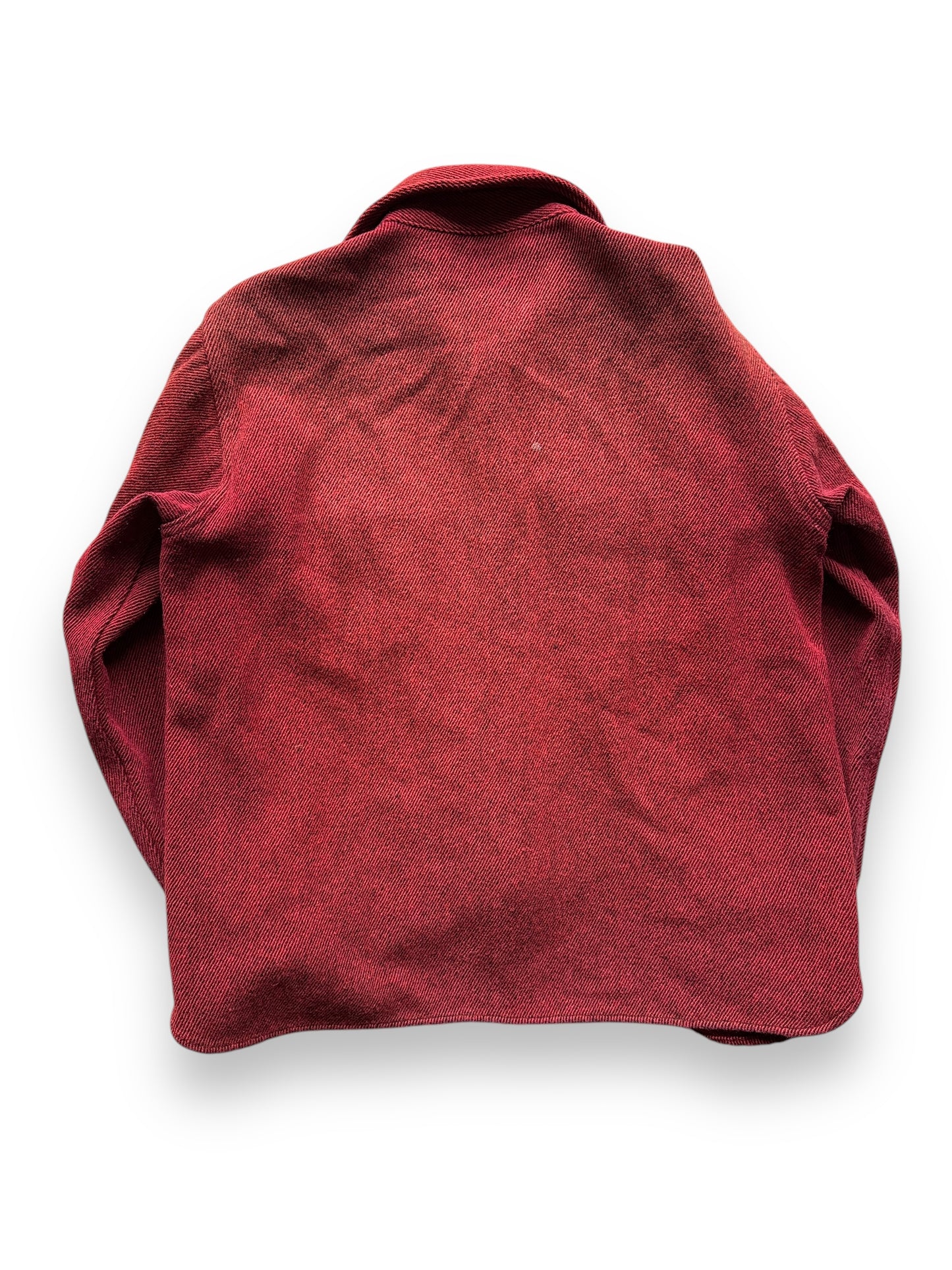 back of Vintage Woolrich Red Herringbone Wool Shirt SZ L