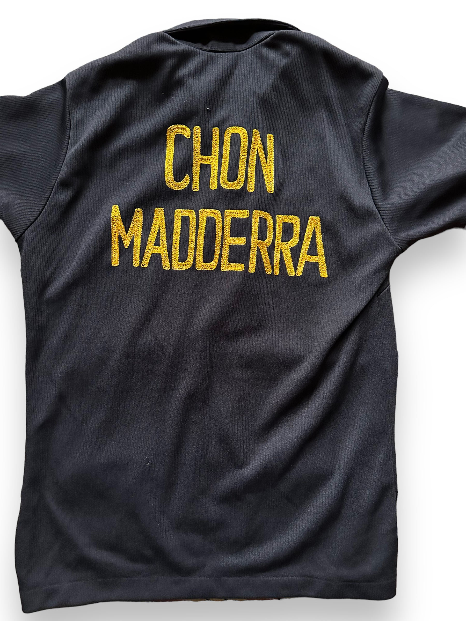back close up of Vintage Chon Madderra Polyester Bowling Shirt SZ 36 | Vintage Bowling Shirt Seattle | Barn Owl Vintage Seattle