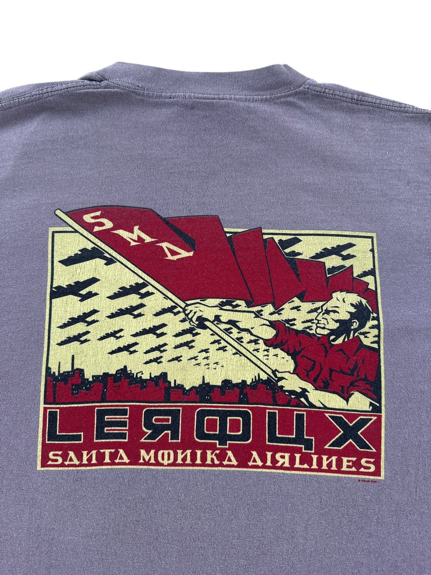 Back Graphic of Vintage Dave Leroux SNA Santa Cruz Skateboard Soviet Style Tee SZ XL