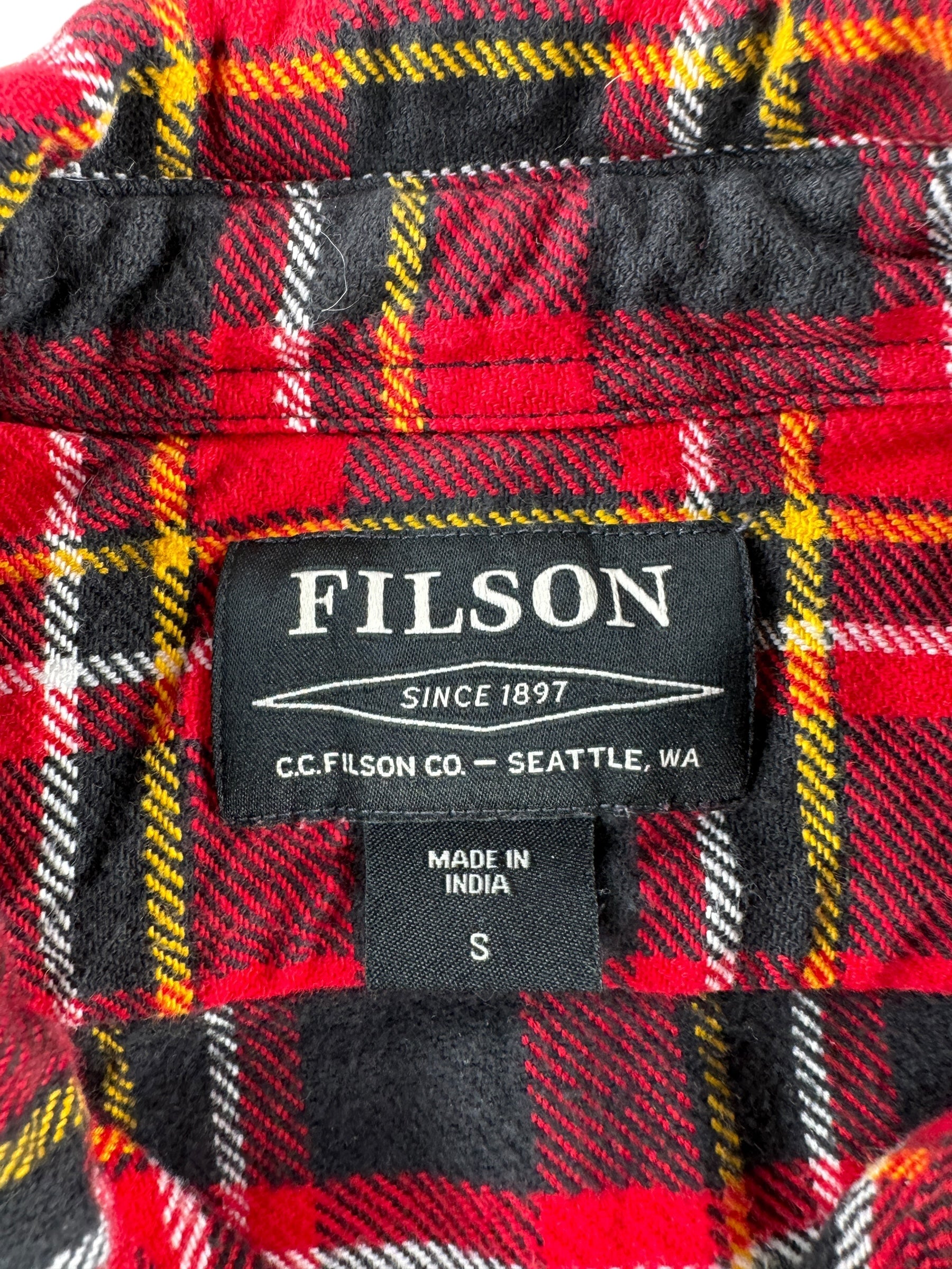 Tag on Filson Cotton Flannel Work Shirt SZ S