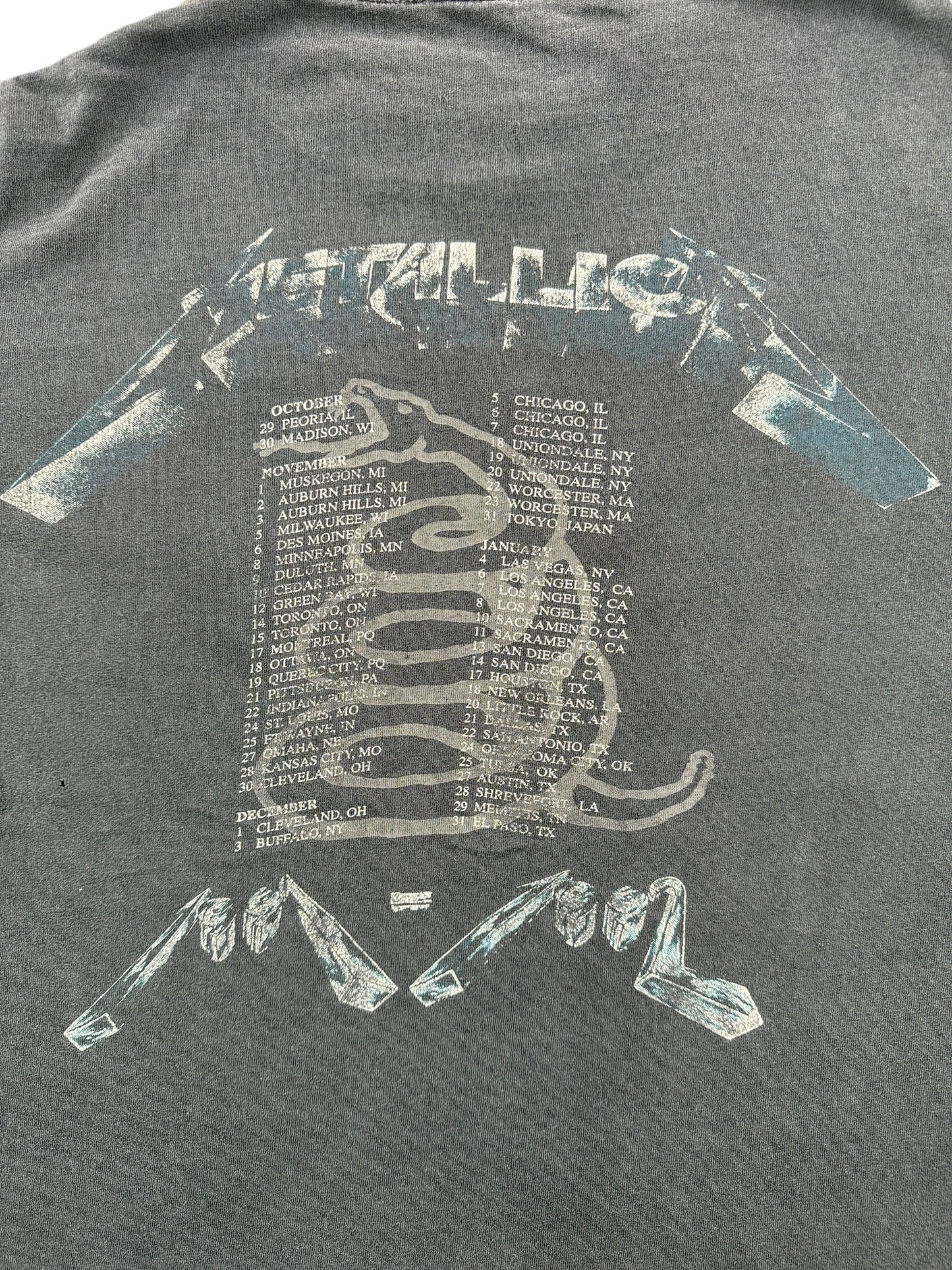 Back Graphic of Vintage 1991 Metallica Black Album Tour Tee SZ XL