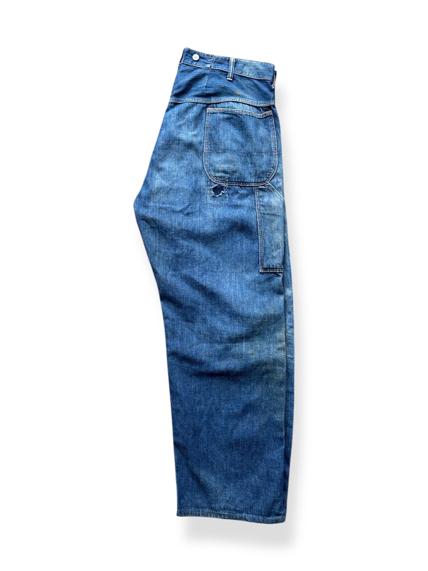 Unfolded Vintage Union Made Hand Repaired Carpenter Jeans W37