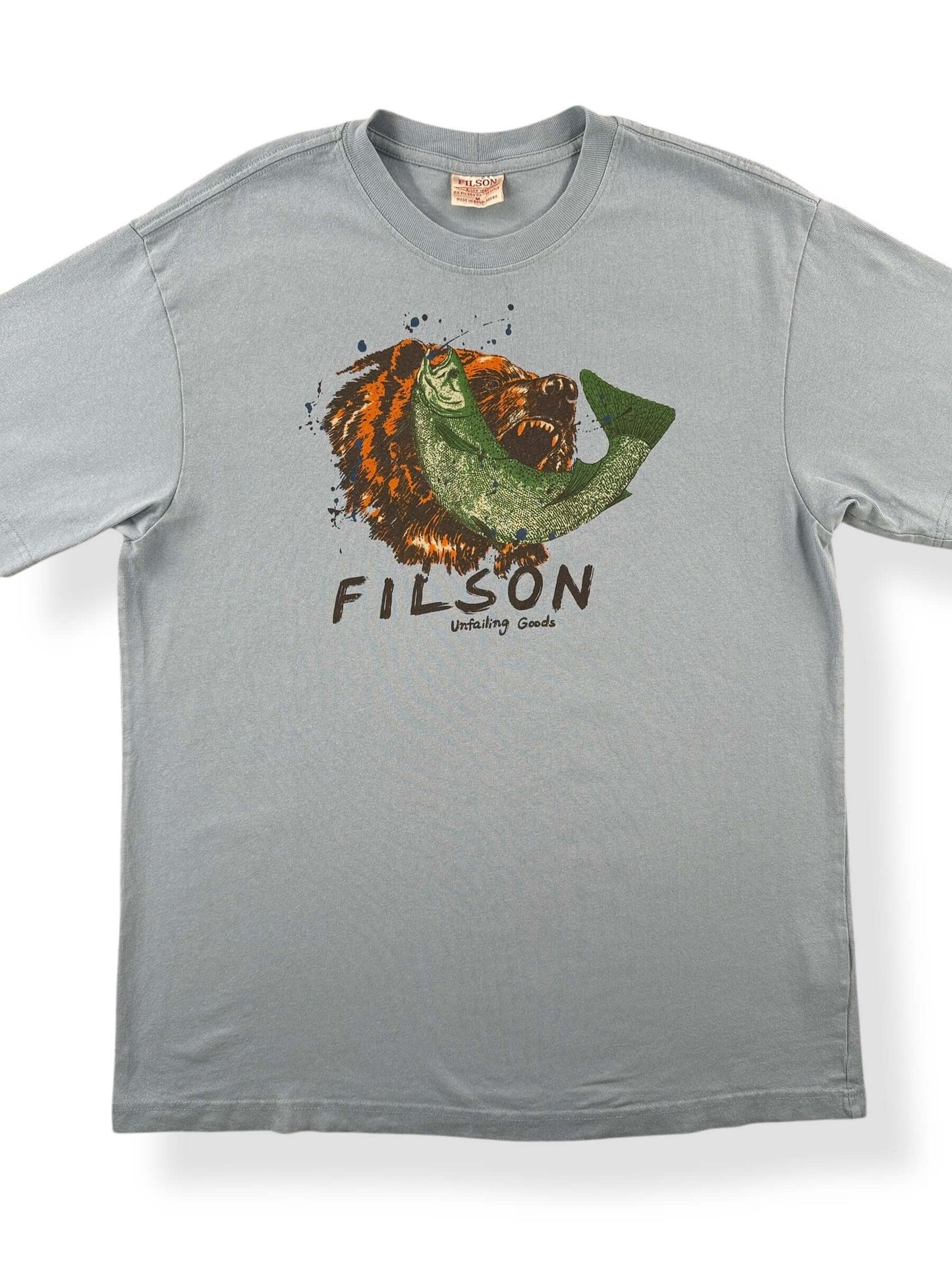 Front Close Up of Dust Filson Frontier Graphic Tee SZ M