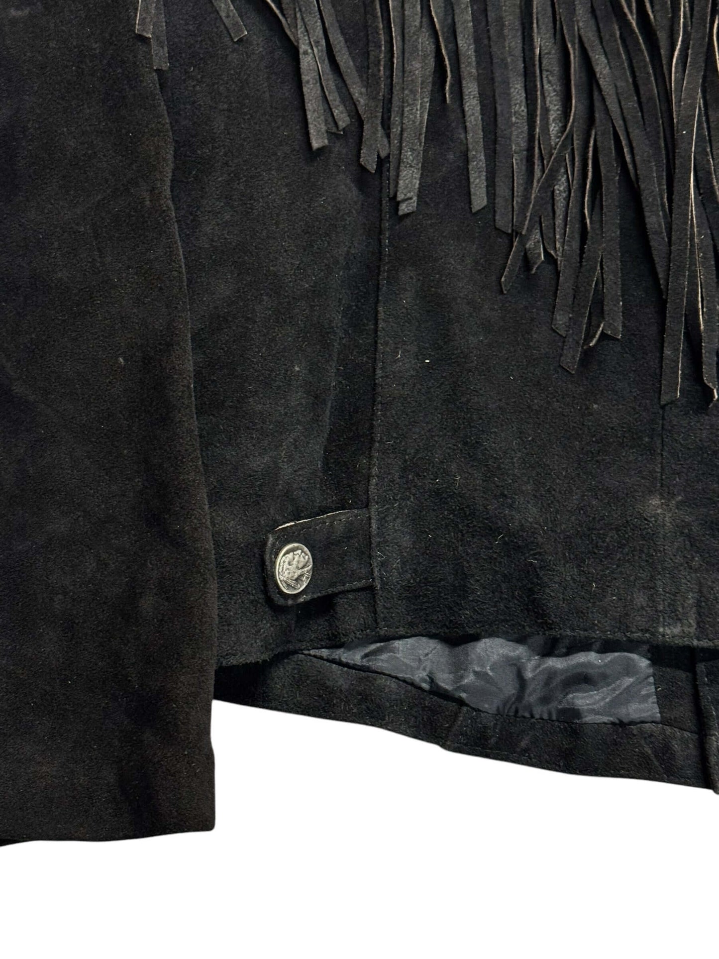 Side snaps 1980s Wilsons Suede Fringe Jacket L