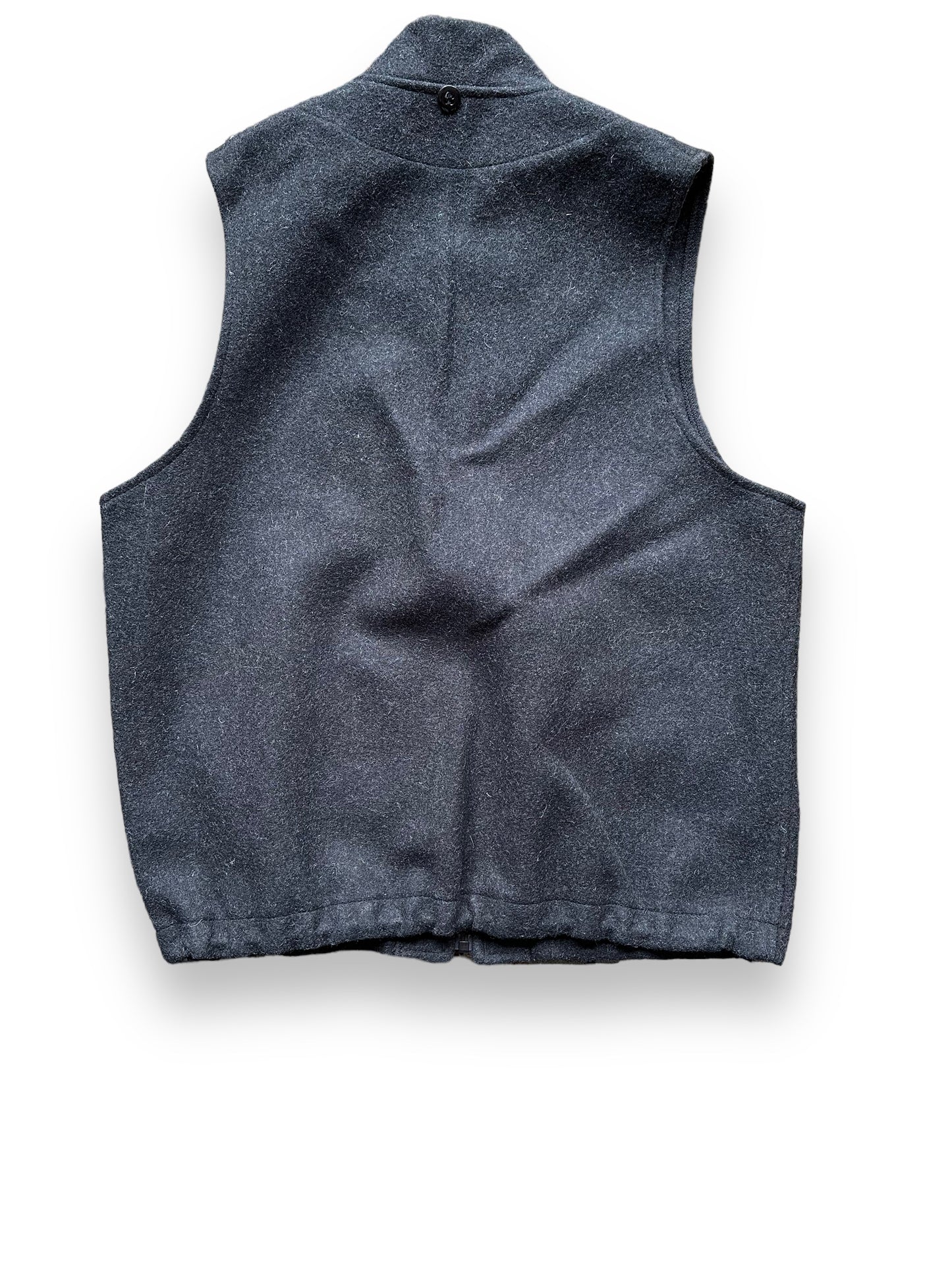 Rear View of Filson Mackinaw Wool Sleeveless Charcoal Liner SZ S | Barn Owl Vintage Goods | Vintage Filson Workwear Seattle