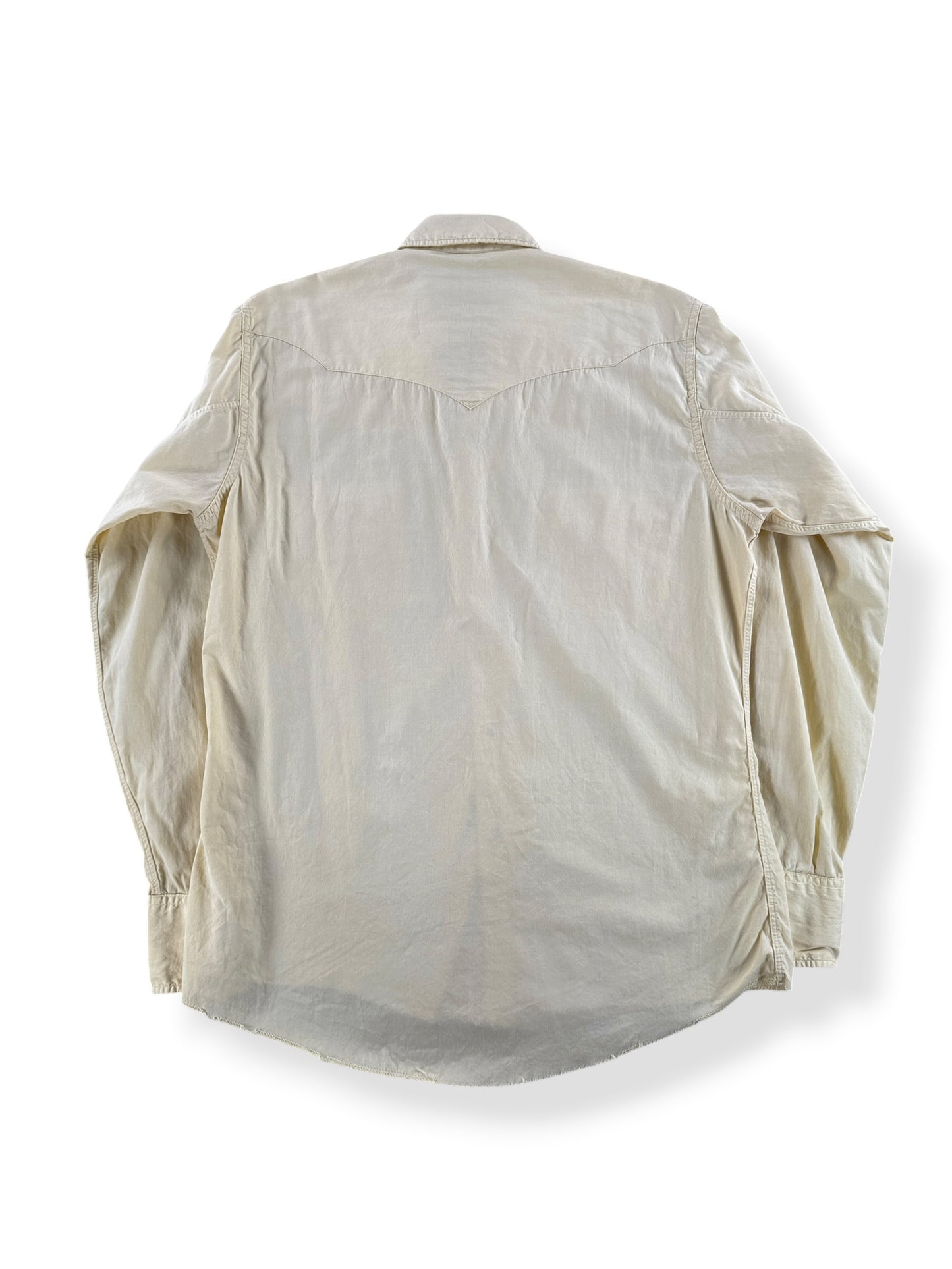 Back of Vintage E&W The Plains Yellow Pearlsnap SZ M