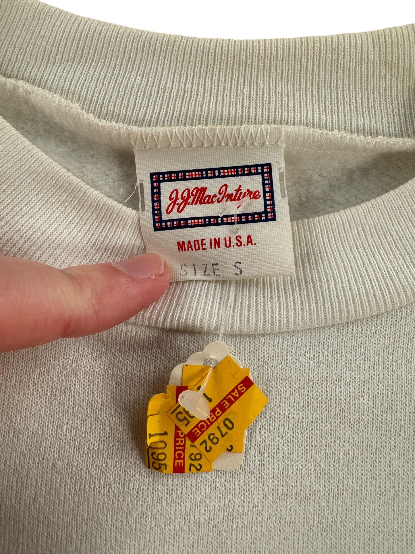 Tag on Vintage NOS Rainier Crewneck SZ S