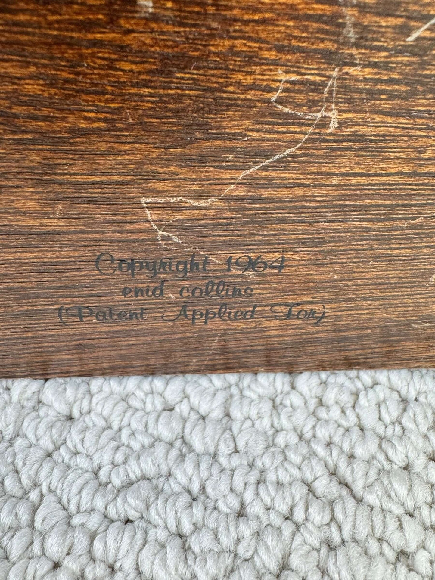 Copyright view of 1964 Enid Collins Paisano Roadrunner Box Purse