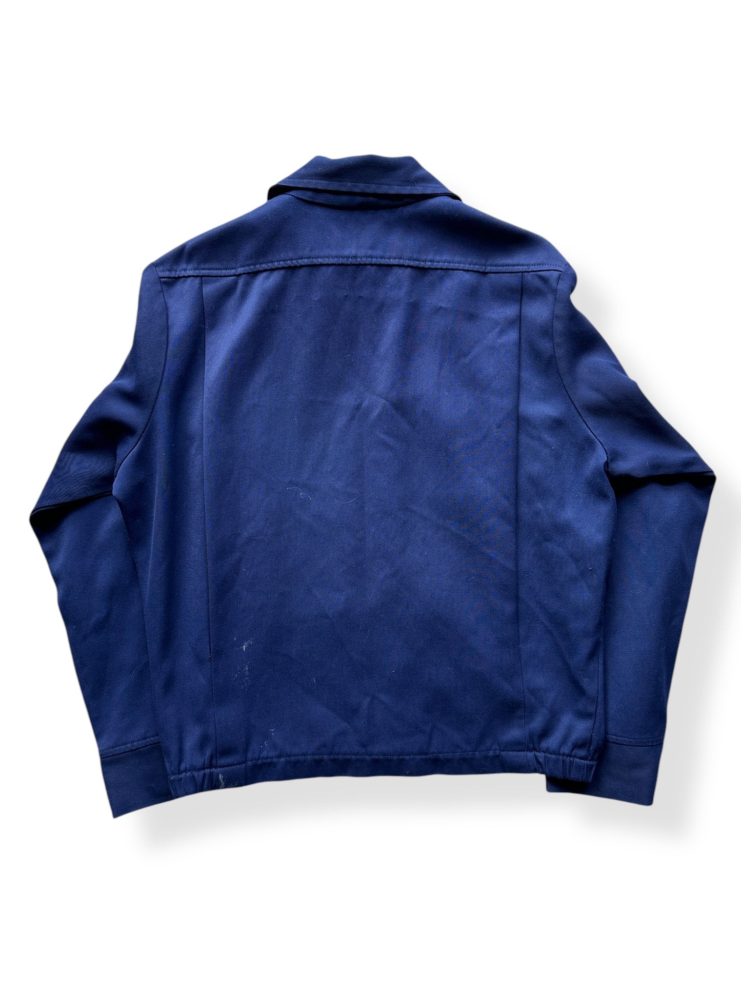 Back of Vintage Unitog Koratron Blue Shop Jacket SZ 48
