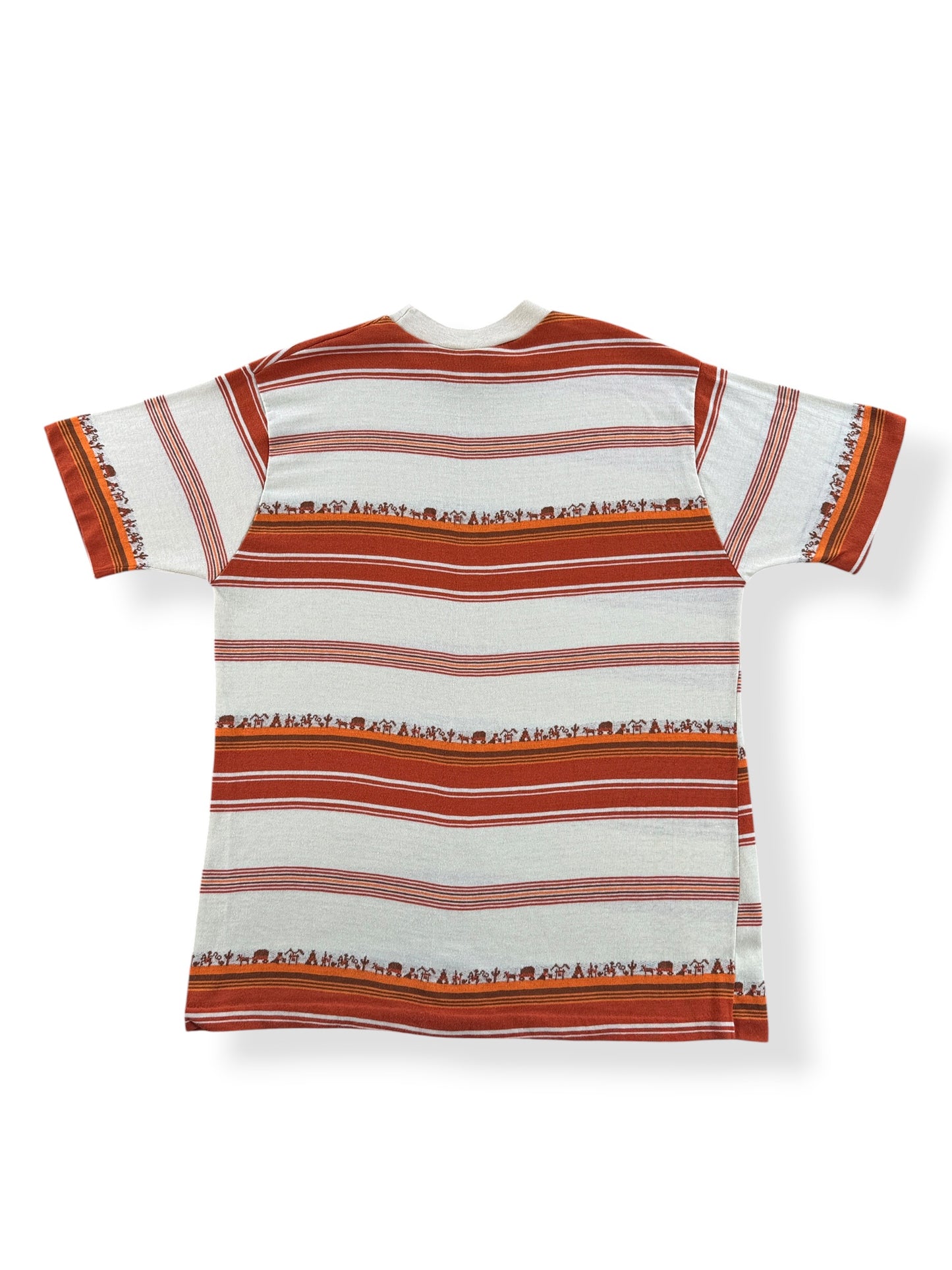 Back of Vintage Campus Thumbs Up Oregon Trail Striped Tee SZ XL (Fits M)