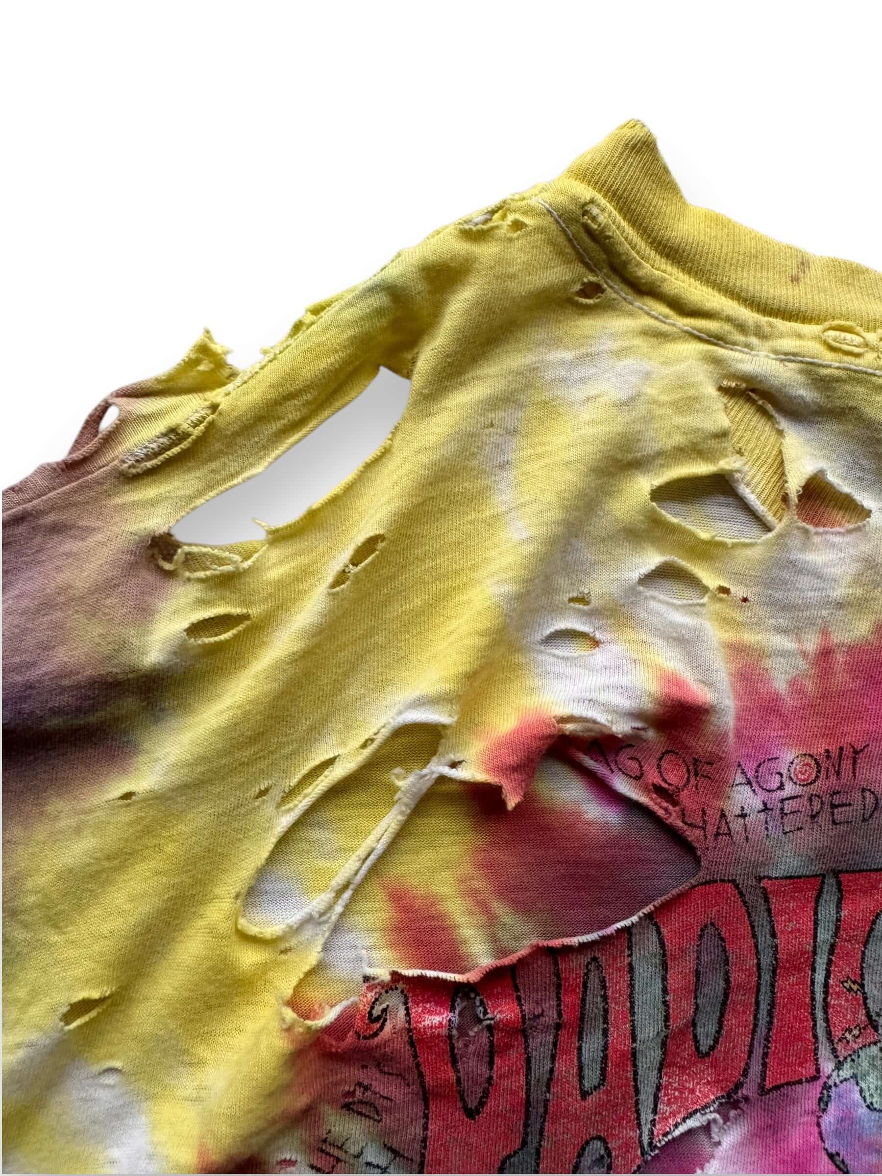 back holes on Vintage Destroyed Radio Free Alabama Tie-Dye Tee SZ XL