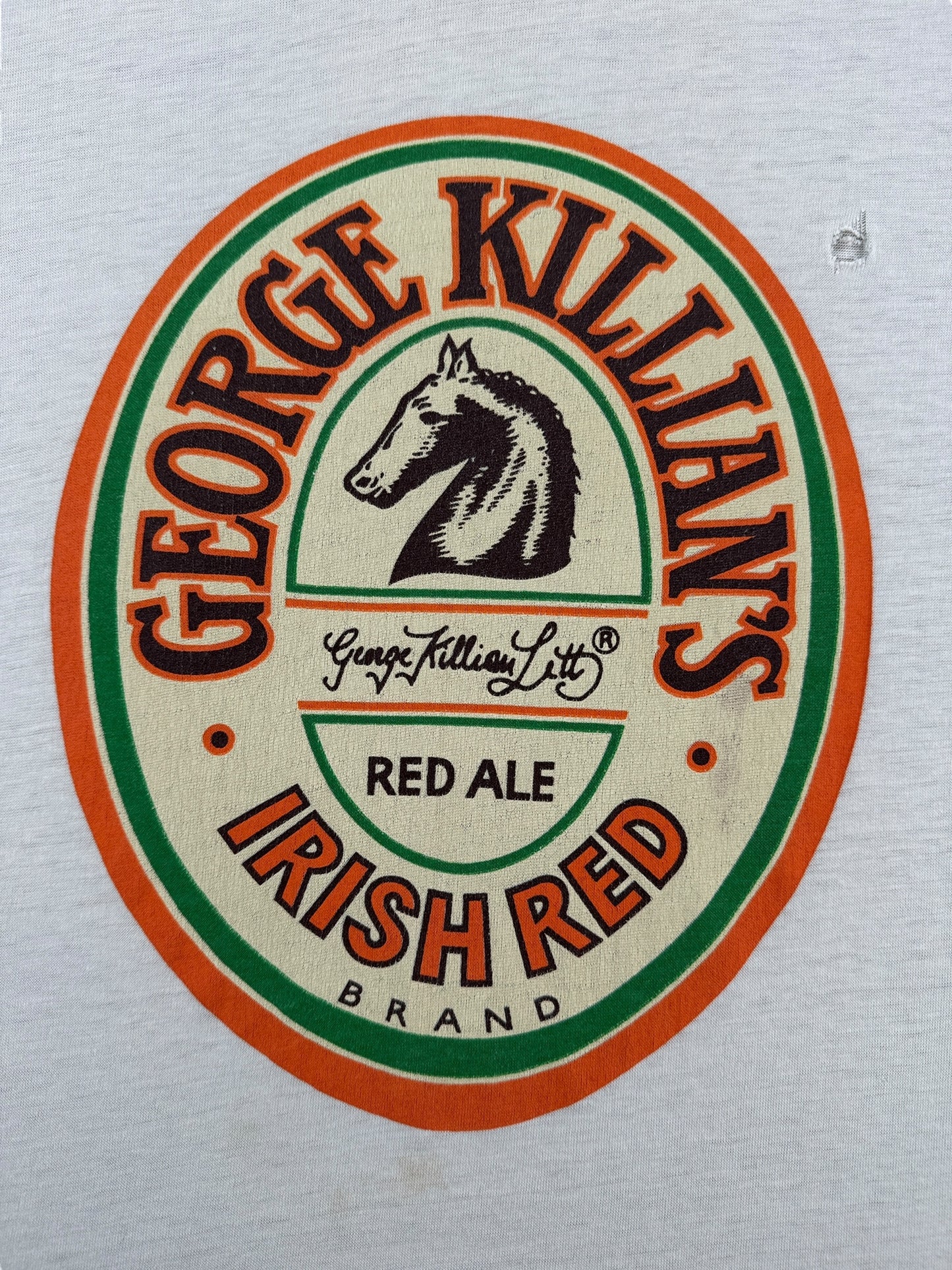 Front Graphic of Vintage George Killian's Beer Ringer Tee SZ L
