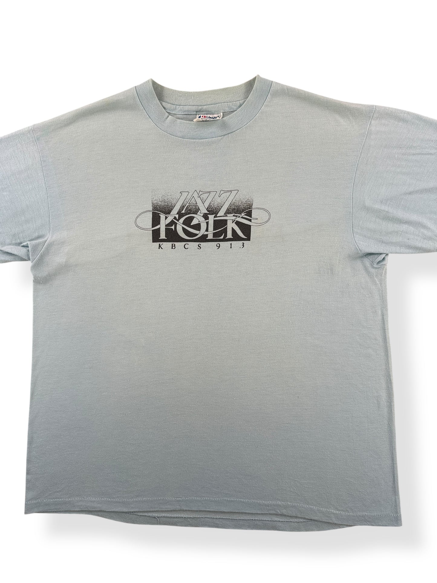 Front Close Up of Vintage KBCS Jazz Folk Tee SZ L
