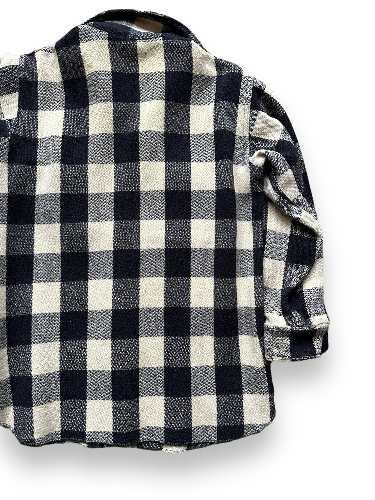 Rear Right View of Vintage 1930-40s Era Woolrich Black & White Wool Jacket SZ L |  Barn Owl Vintage Goods | Vintage Workwear Seattle